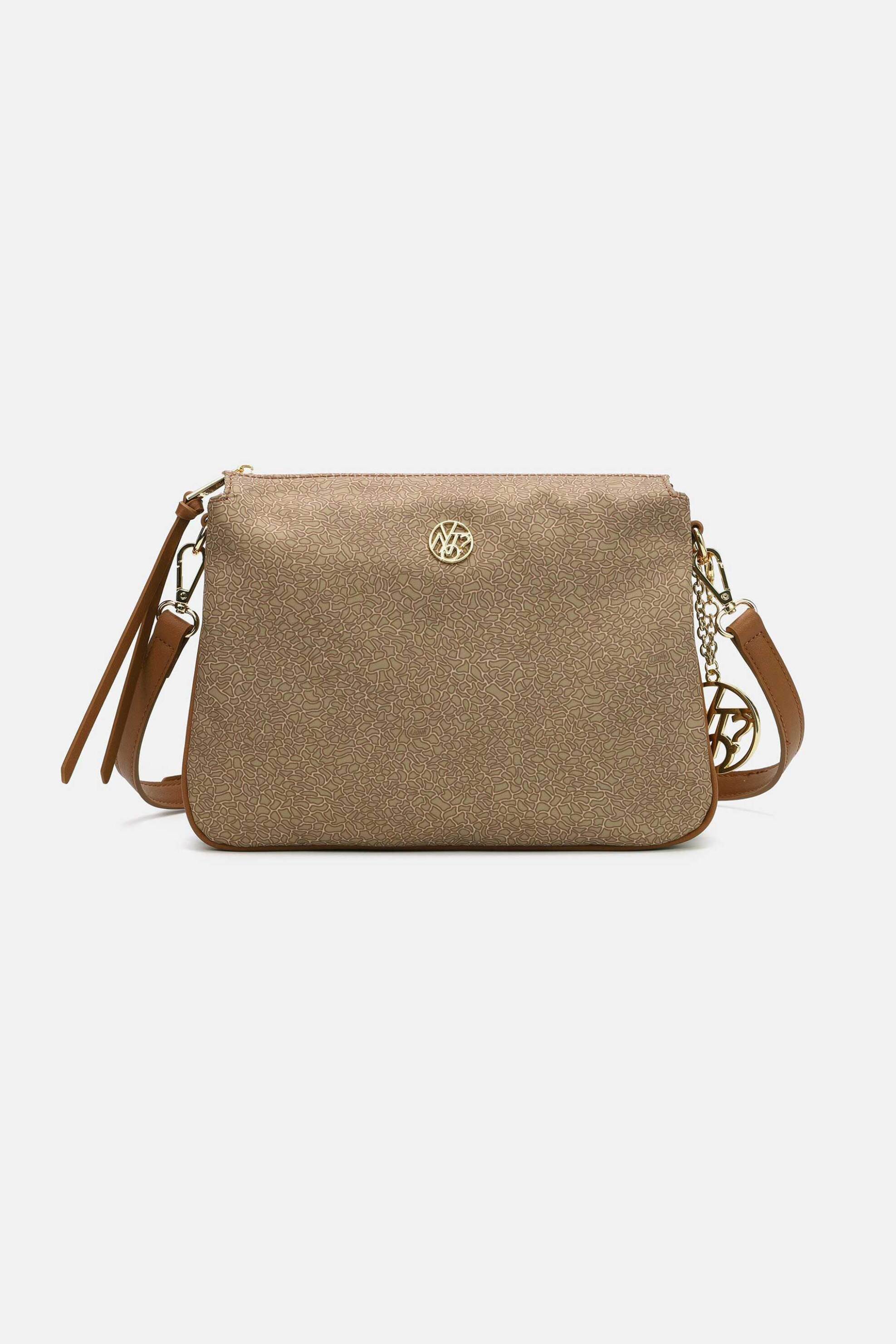 Y NOT? Ynot? γυναικεία τσάντα clutch/ώμου με μεταλλικό λογότυπο "Cloud" - CLO028S5 Μπεζ