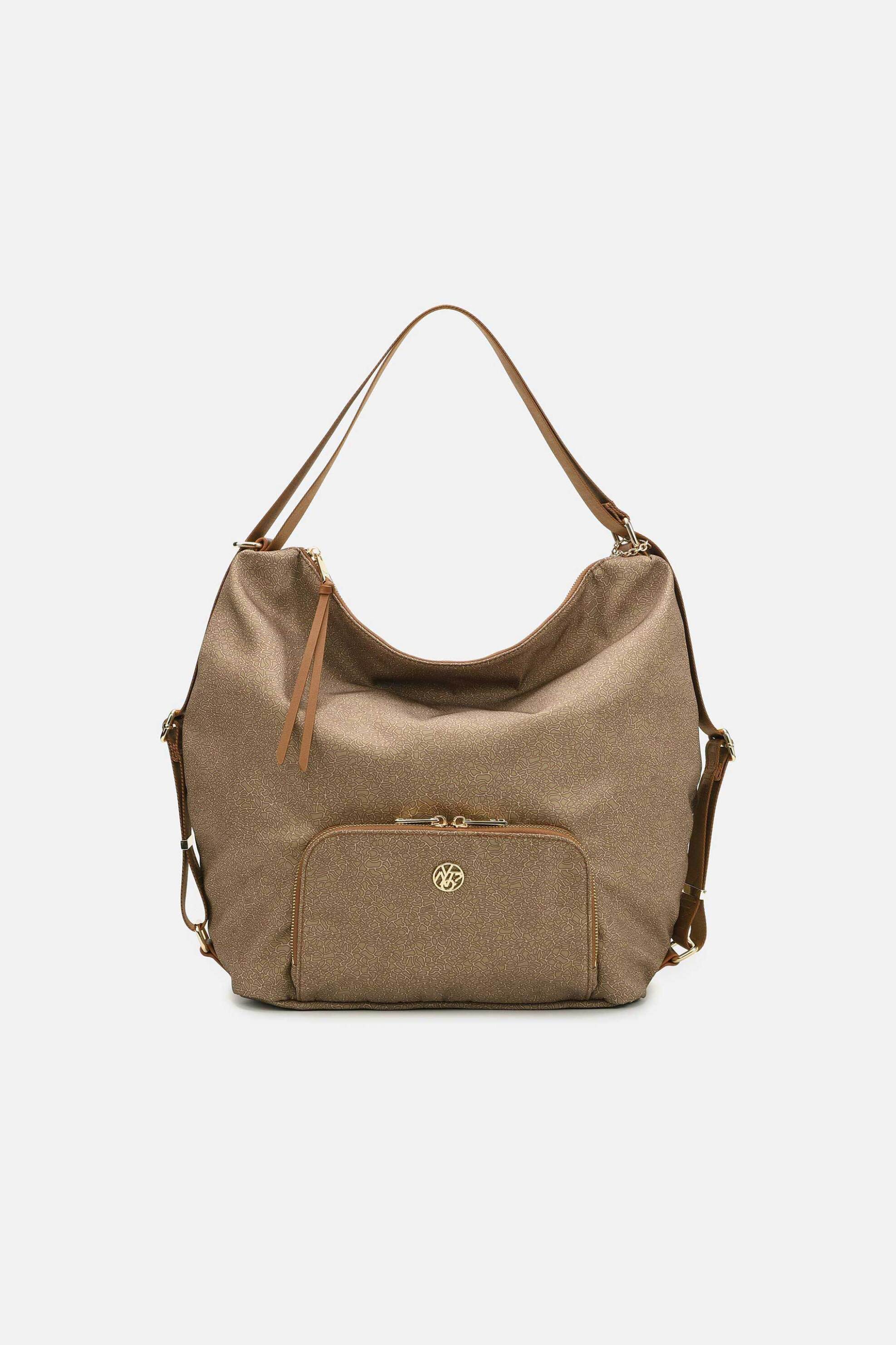 Y NOT? Ynot? γυναικεία τσάντα ώμου/backpack με μεταλλικό λογότυπο "Cloud" - CLO050S5 Μπεζ