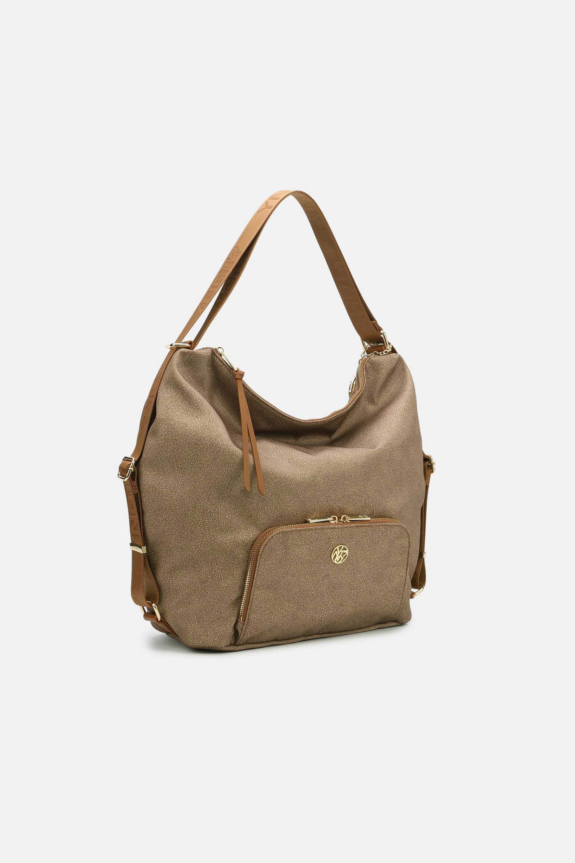 Ynot? γυναικεία τσάντα ώμου/backpack με μεταλλικό λογότυπο "Cloud" - CLO050S5 Μπεζ φωτογραφία