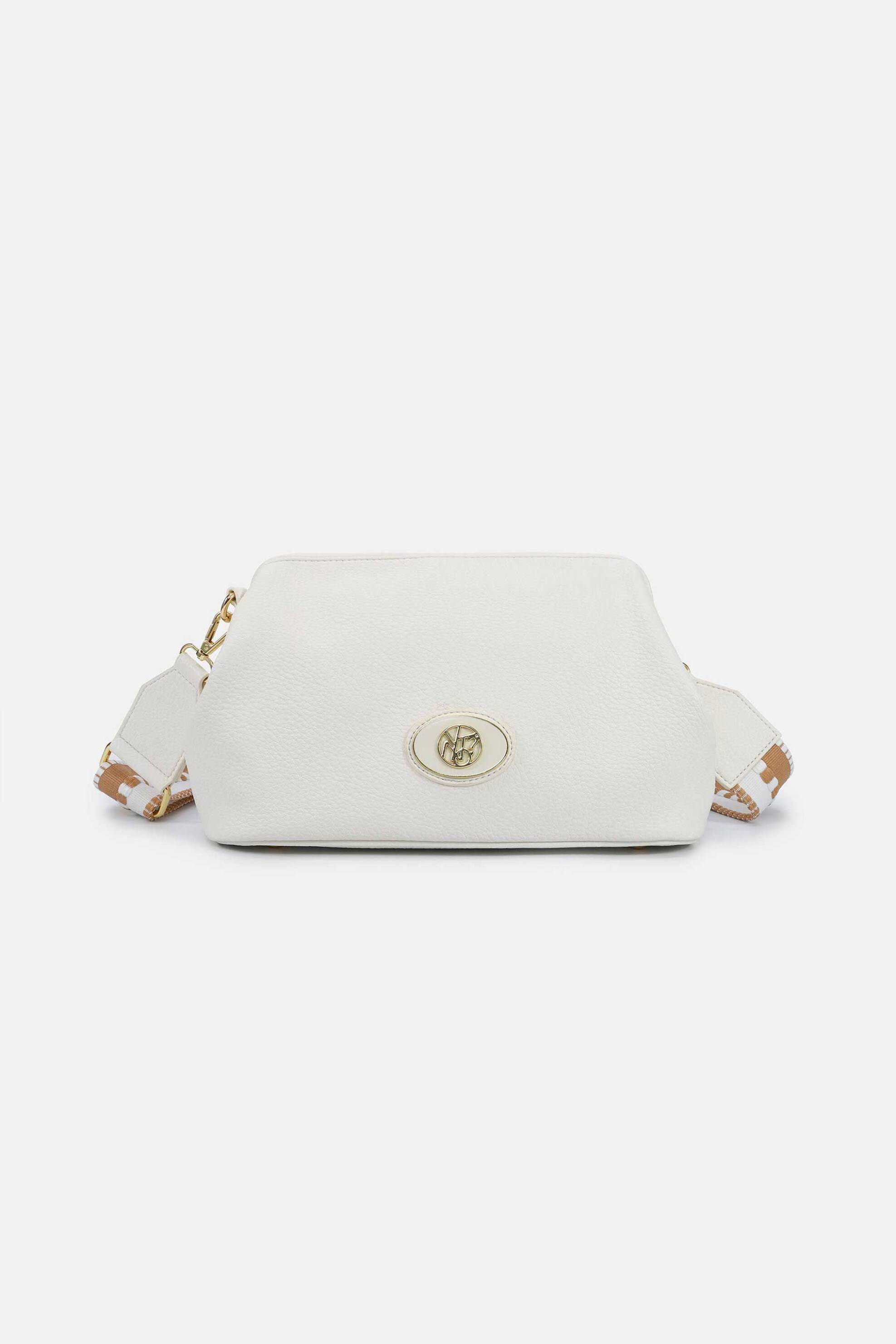 Y NOT? Ynot? γυναικεία τσάντα clutch/ώμου με μεταλλικό λογότυπο "Happy" - HAP005S5 Λευκό