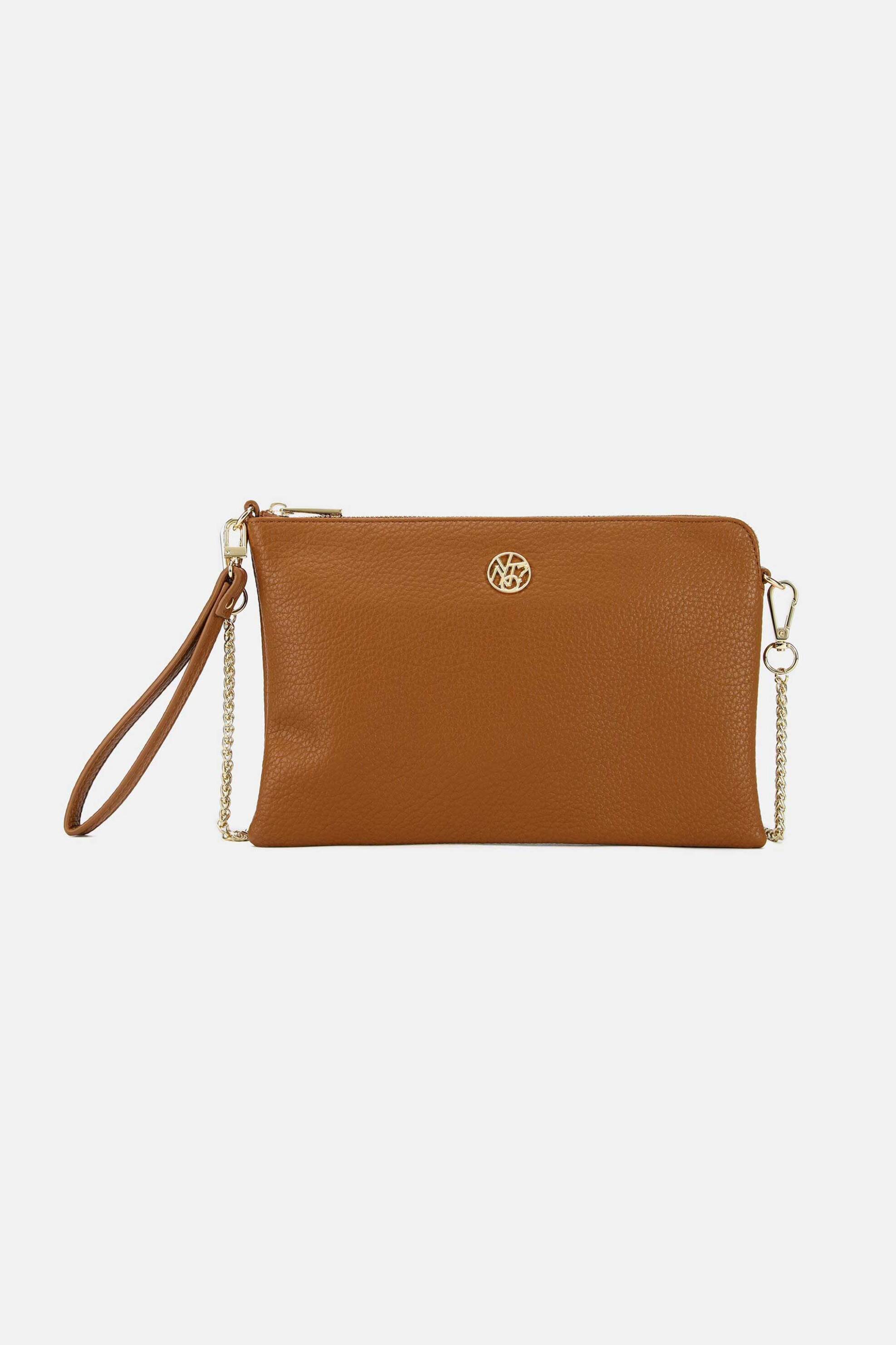 Y NOT? Ynot? γυναικεία τσάντα clutch/crossbody με μεταλλικό λογότυπο "Happy" - HAP303S5 Ταμπά