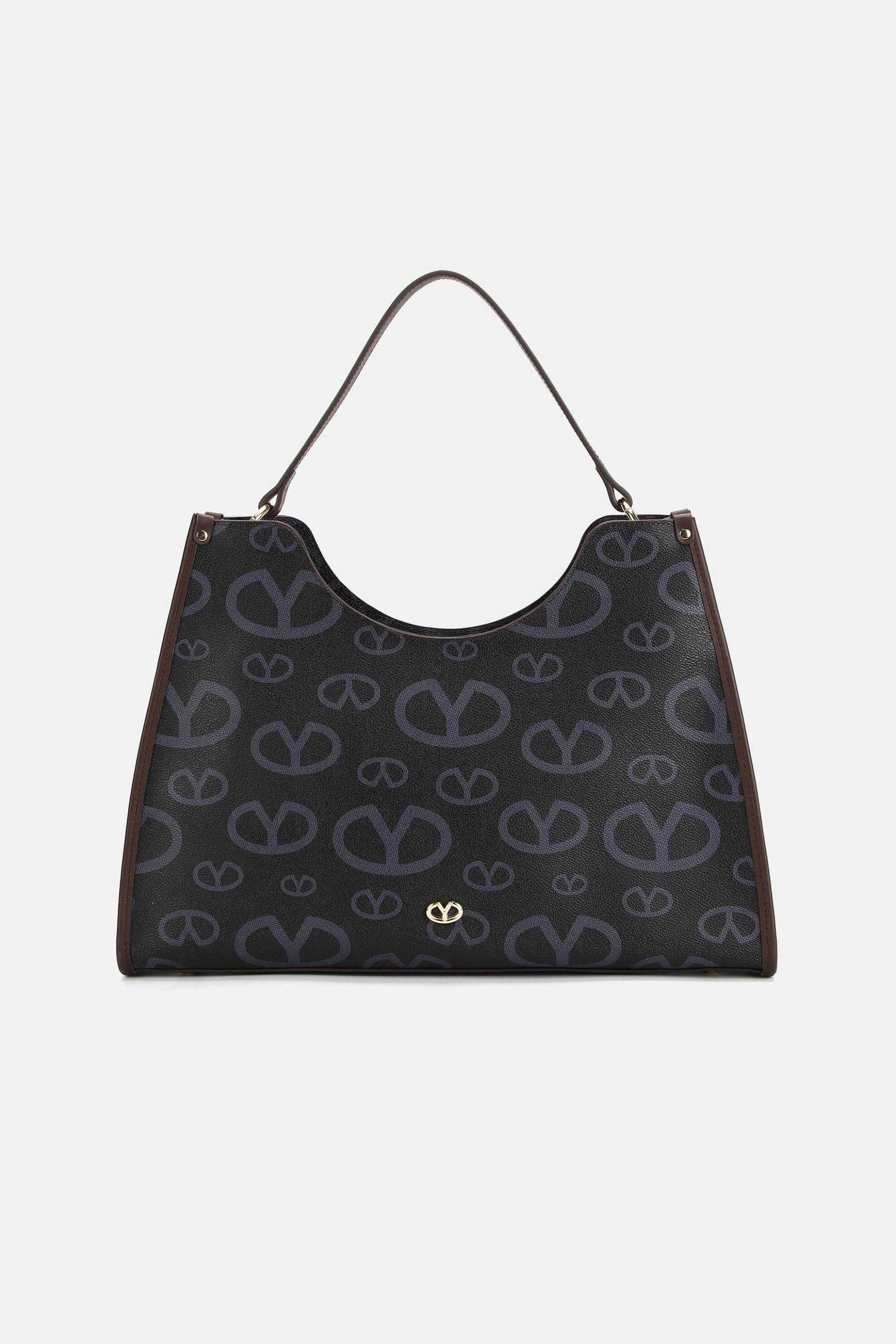 Y NOT? Ynot? γυναικεία τσάντα tote με all-over monogram "Matilda" - MAT705S5 Μαύρο