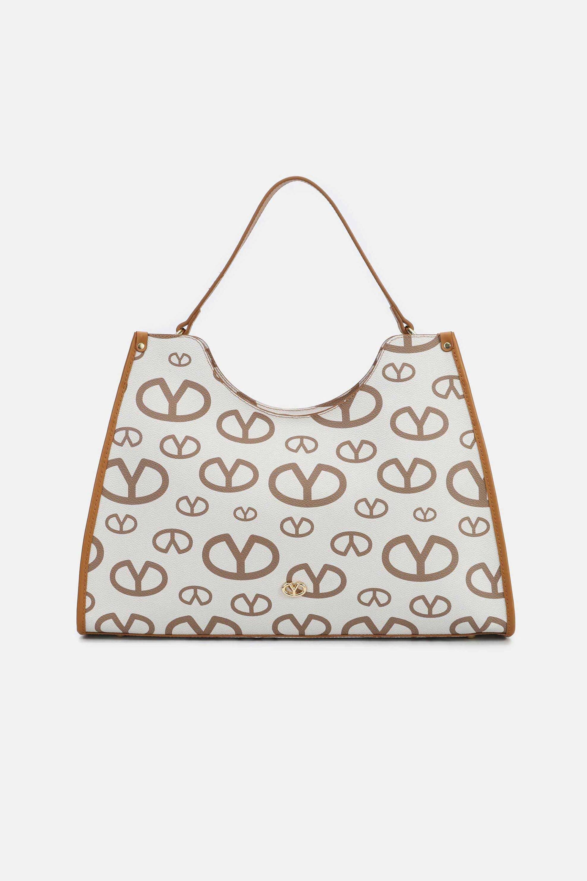 Y NOT? Ynot? γυναικεία τσάντα tote με all-over monogram "Matilda" - MAT705S5 Κρέμ