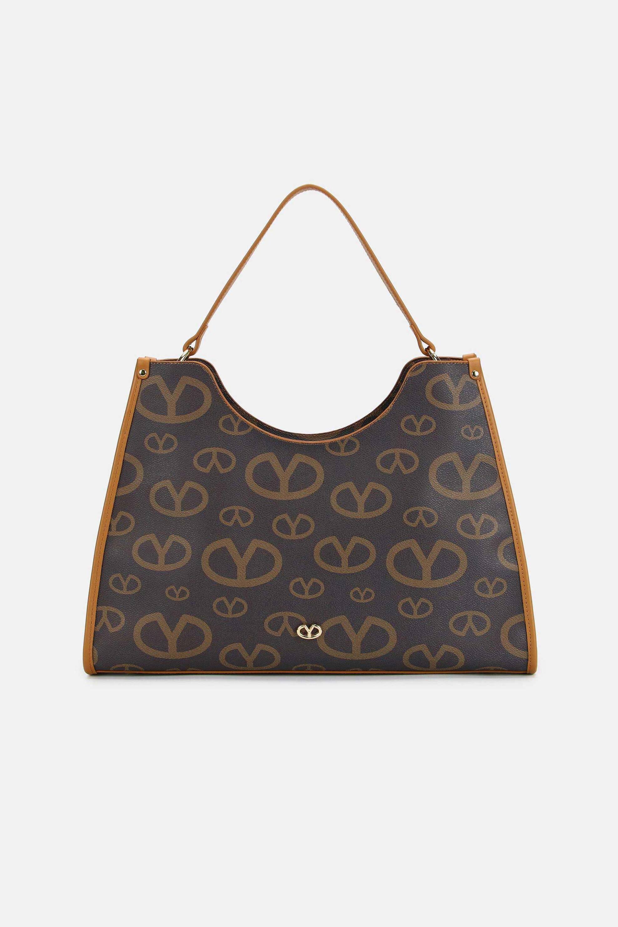 Y NOT? Ynot? γυναικεία τσάντα tote με all-over monogram "Matilda" - MAT705S5 Καφέ
