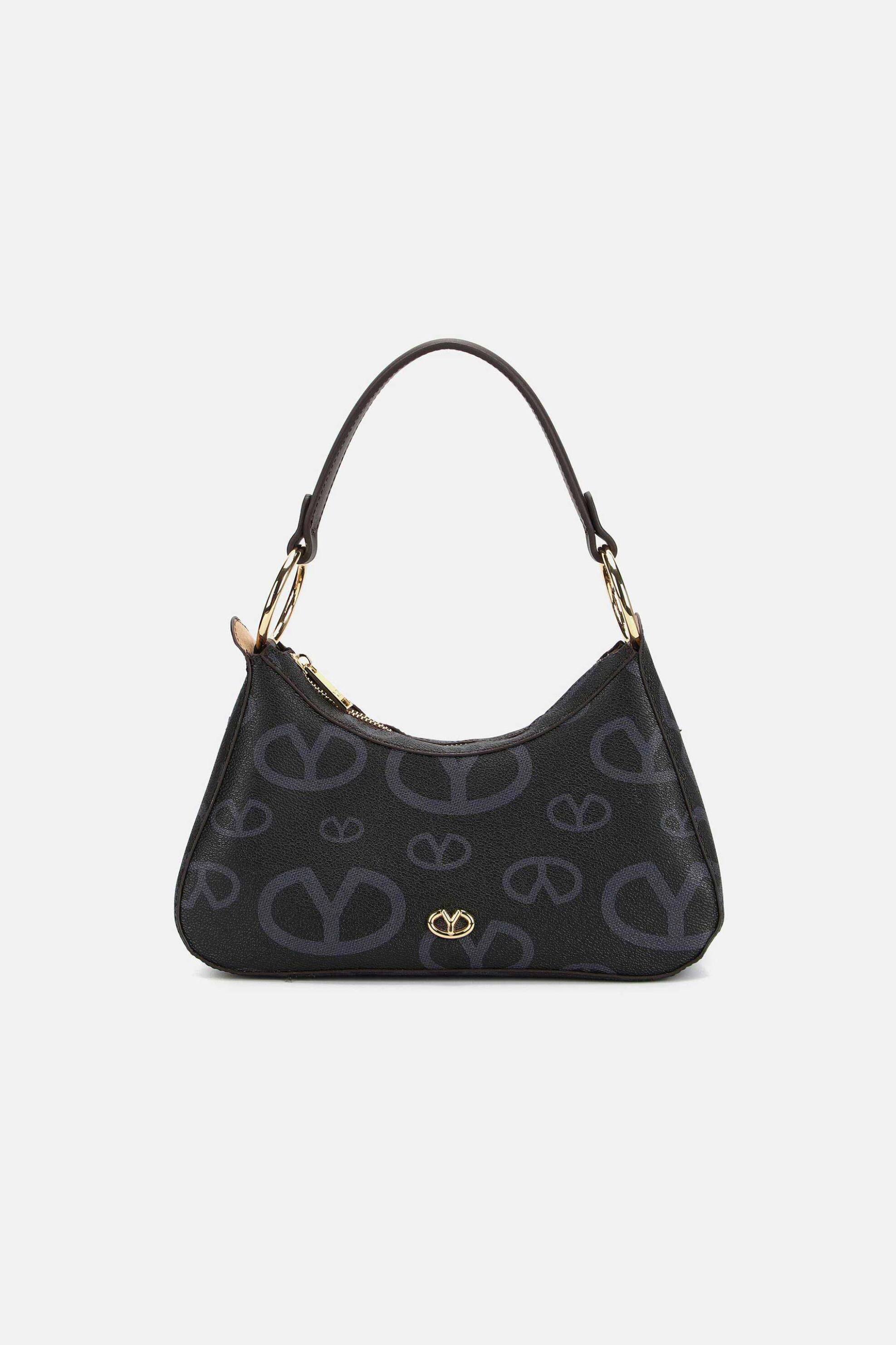 Y NOT? Ynot? γυναικεία τσάντα ώμου με all-over logo "Matilda" - MAT714S5 Μαύρο