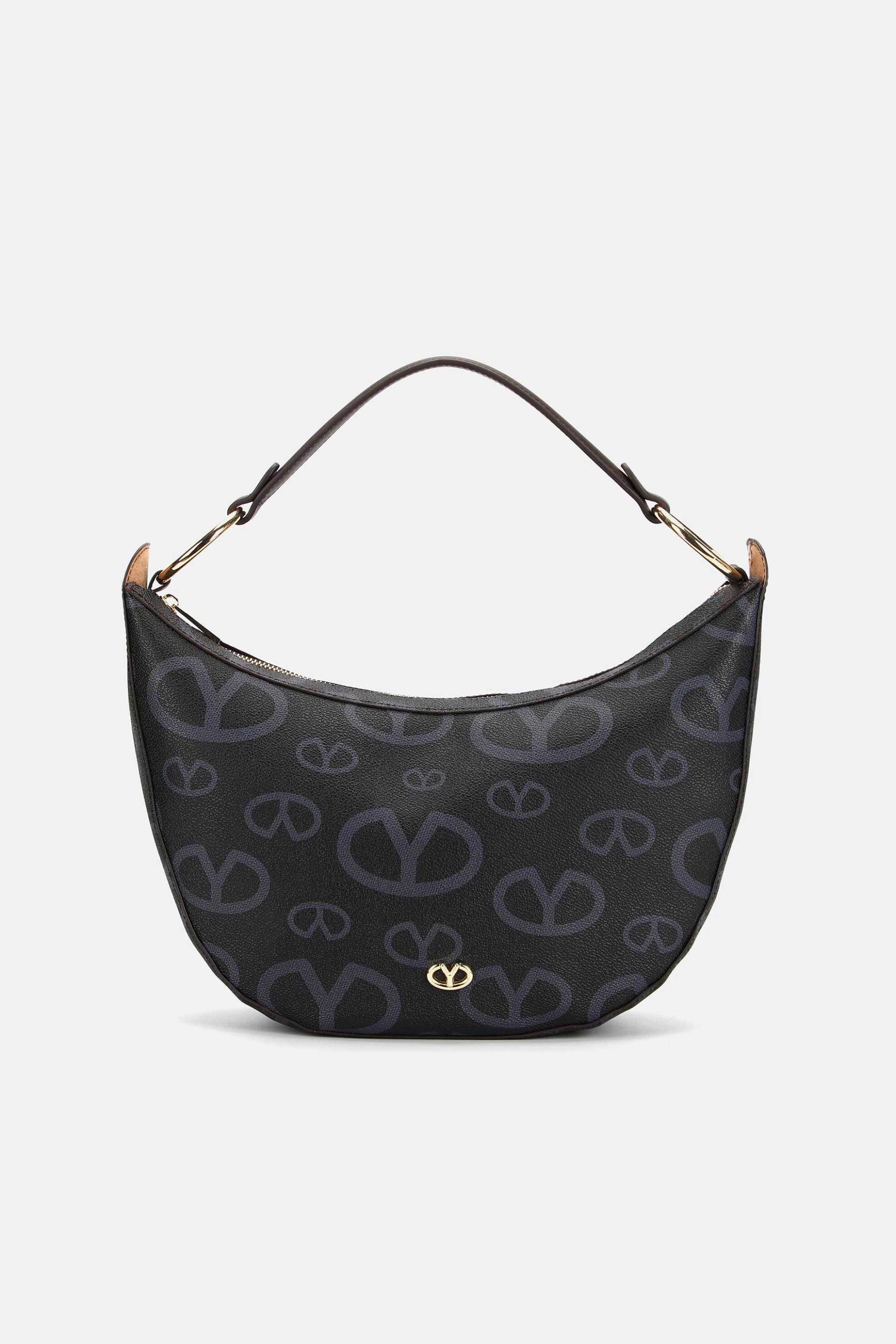 Y NOT? Ynot? γυναικεία τσάντα ώμου με all-over monogram "Matilda" - MAT715S5 Μαύρο