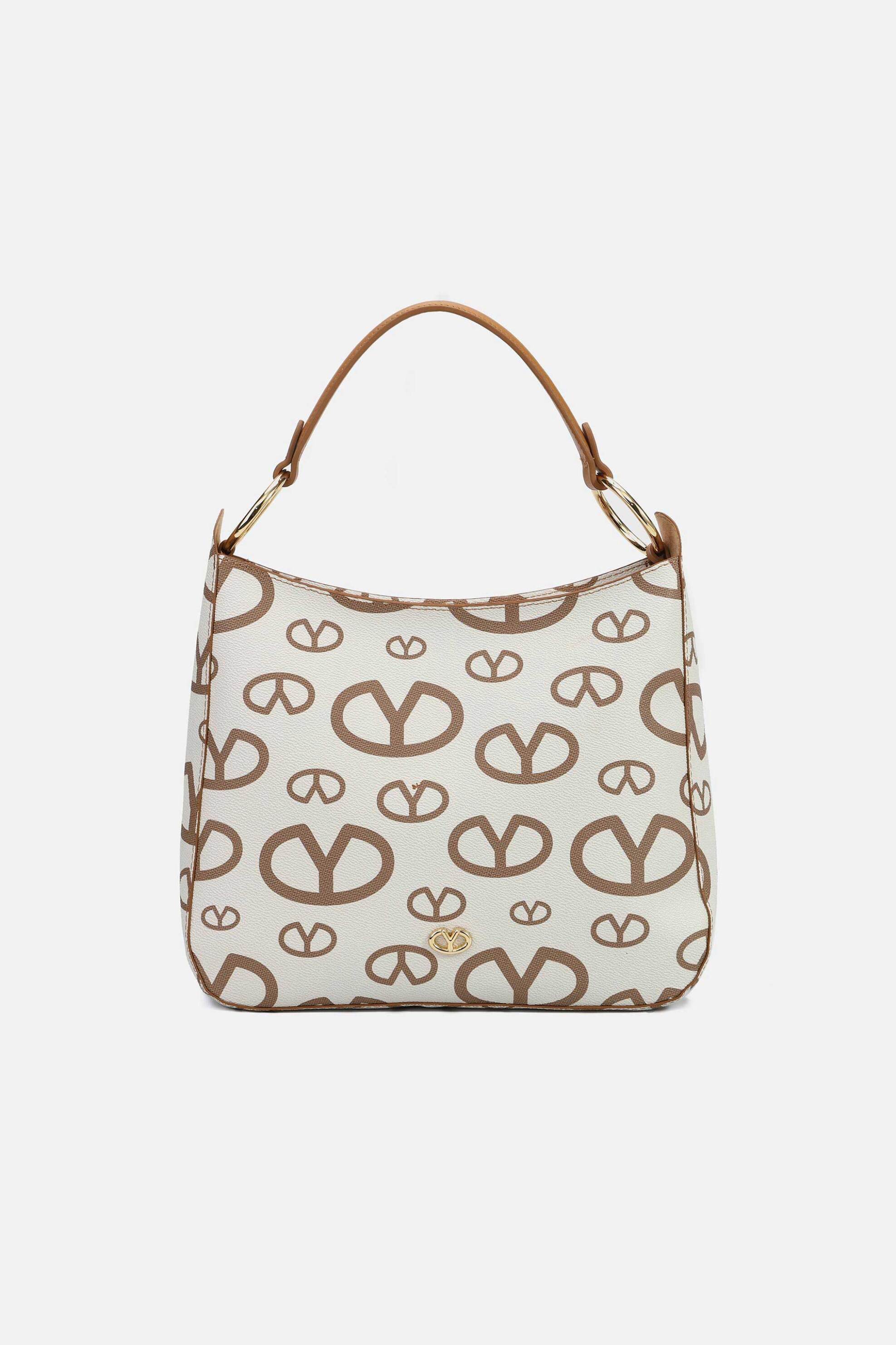 Y NOT? Ynot? γυναικεία τσάντα hobo με all-over logo "Matilda" - MAT713S5 Κρέμ