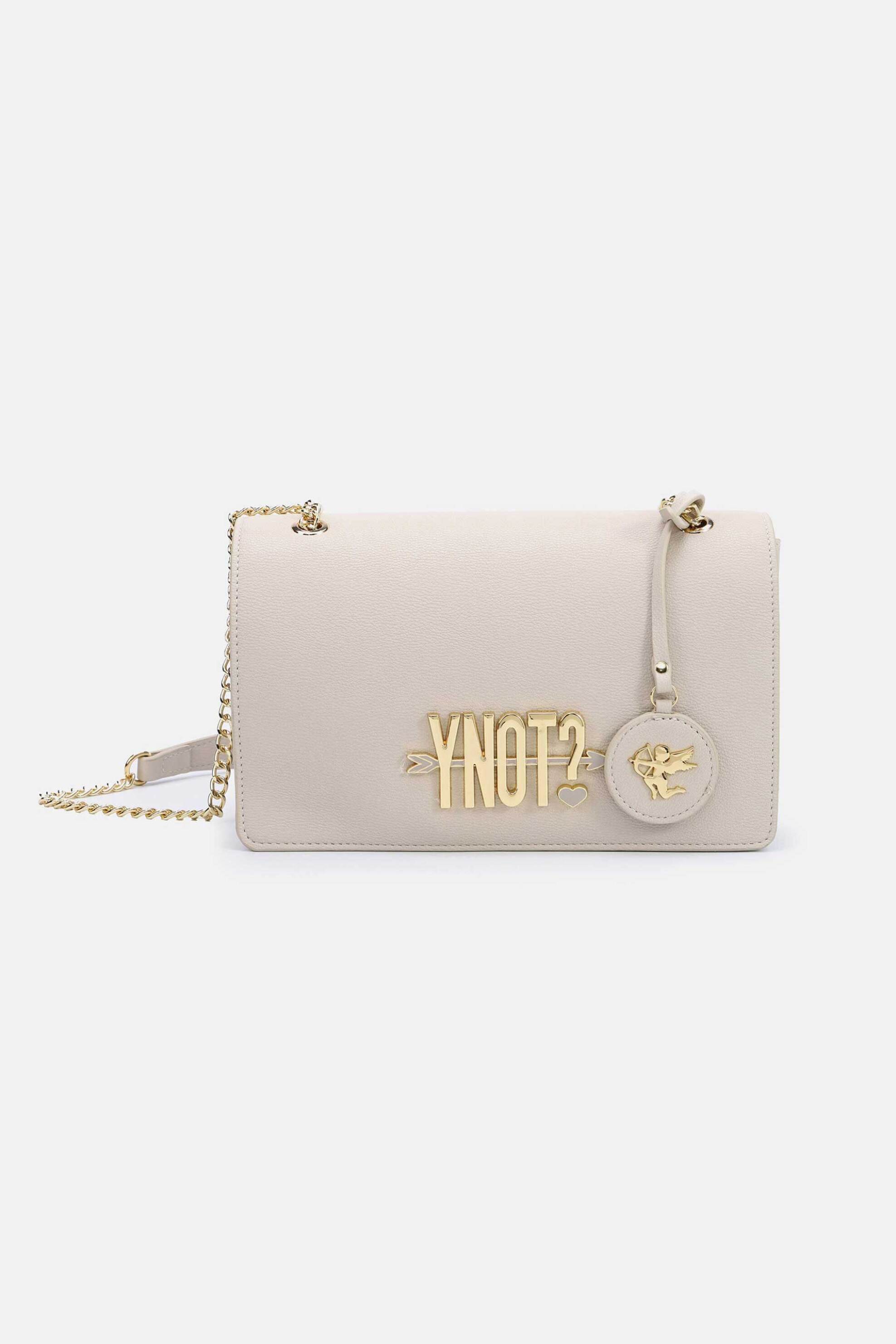 Y NOT? Ynot? γυναικεία τσάντα crossbody με μεταλλικό λογότυπο "Lovers" - LVS001S5 Κρέμ
