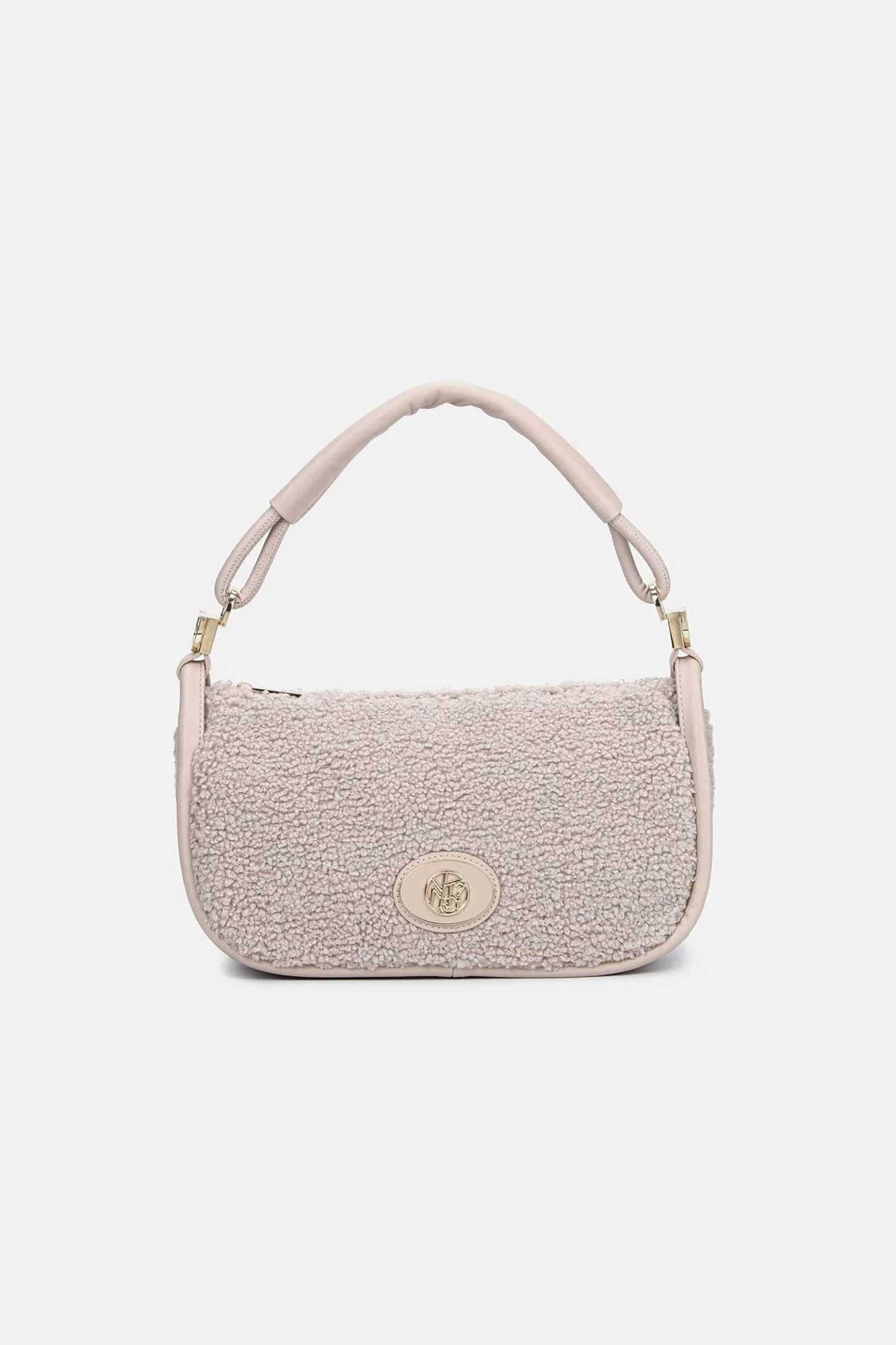 Ynot? γυναικεία τσάντα hobo με faux γούνα και μεταλλικό λογότυπο - DEA002F6 Κρέμ