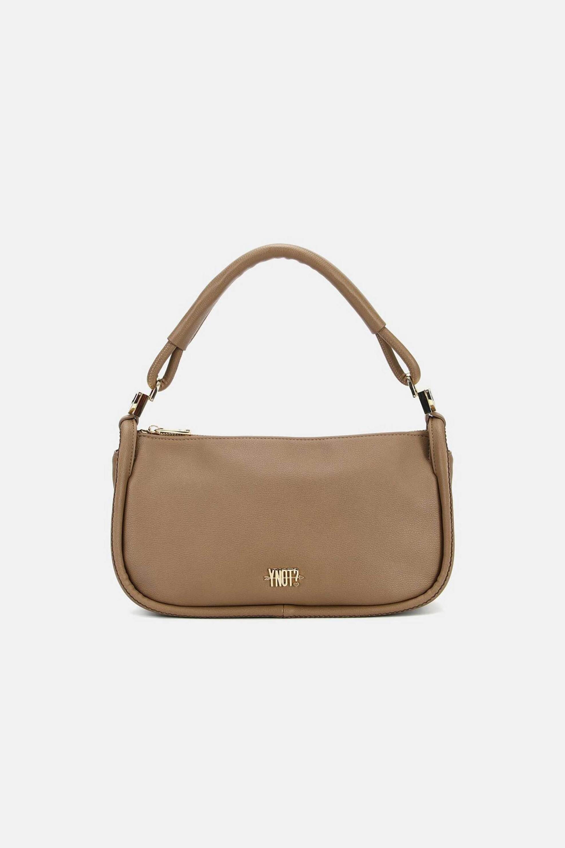 Ynot? γυναικεία τσάντα hobo με faux leather και μεταλλικό λογότυπο "Fantasy" - FAN011F6 Μουσταρδί