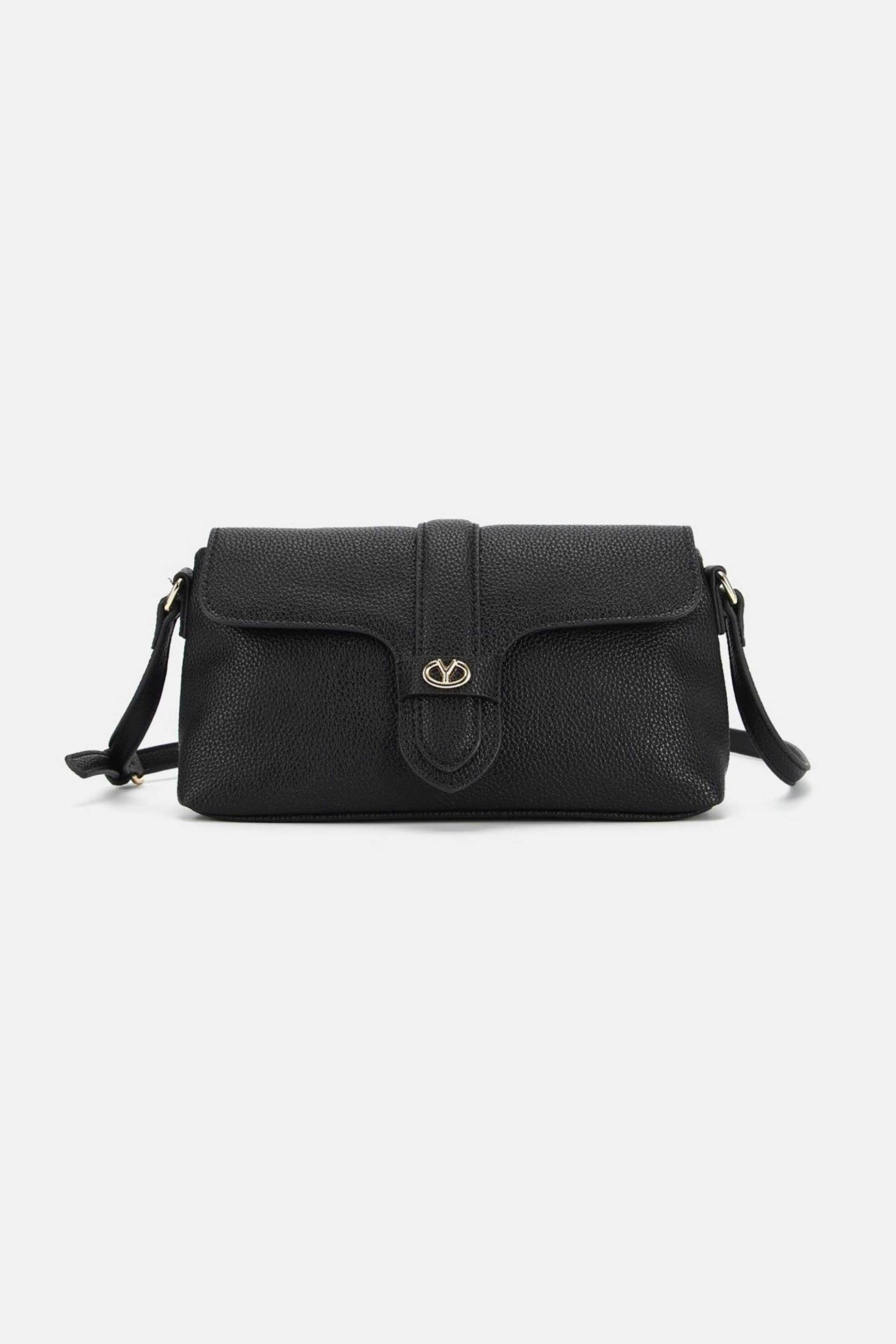 Ynot? γυναικεία τσάντα ώμου με μεταλλικό λογότυπο "Zoe" - ZOE001F6 Μαύρο