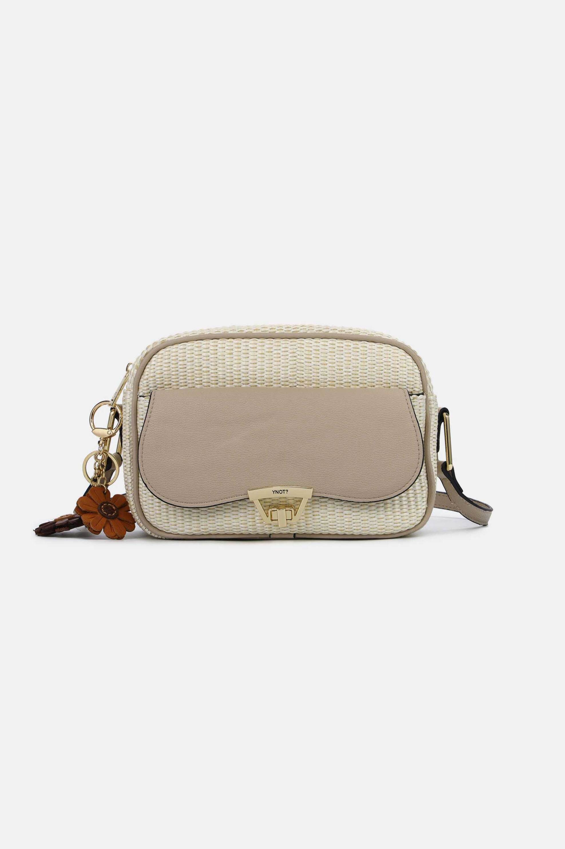 Y NOT? Ynot? γυναικεία ψάθινη τσάντα crossbody "Malindi M" - MAL001S6 Μπεζ
