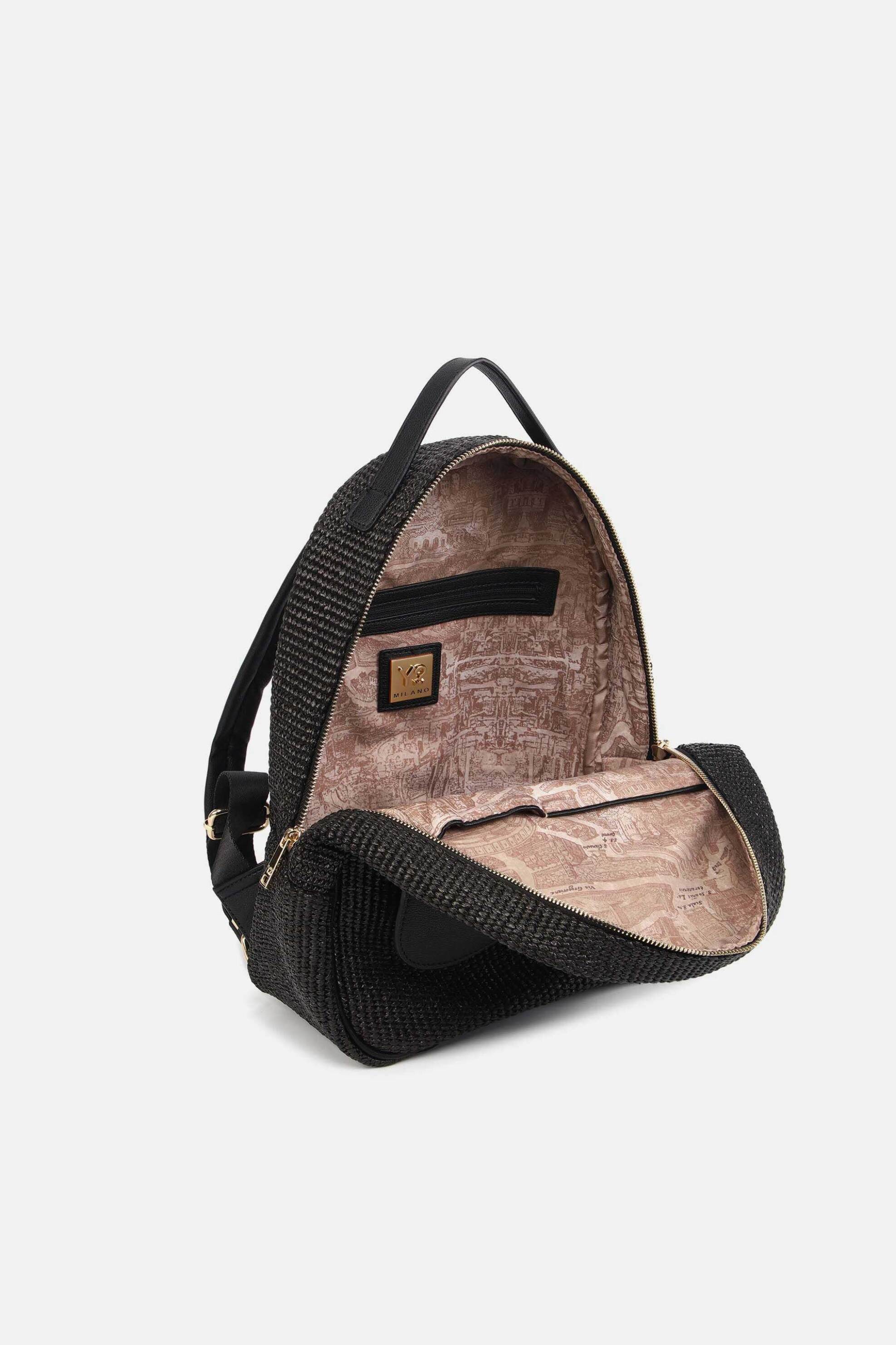 Y NOT? Ynot? γυναικείο ψάθινο backpack "Malindi L" - MAL004S6 Μαύρο - 3