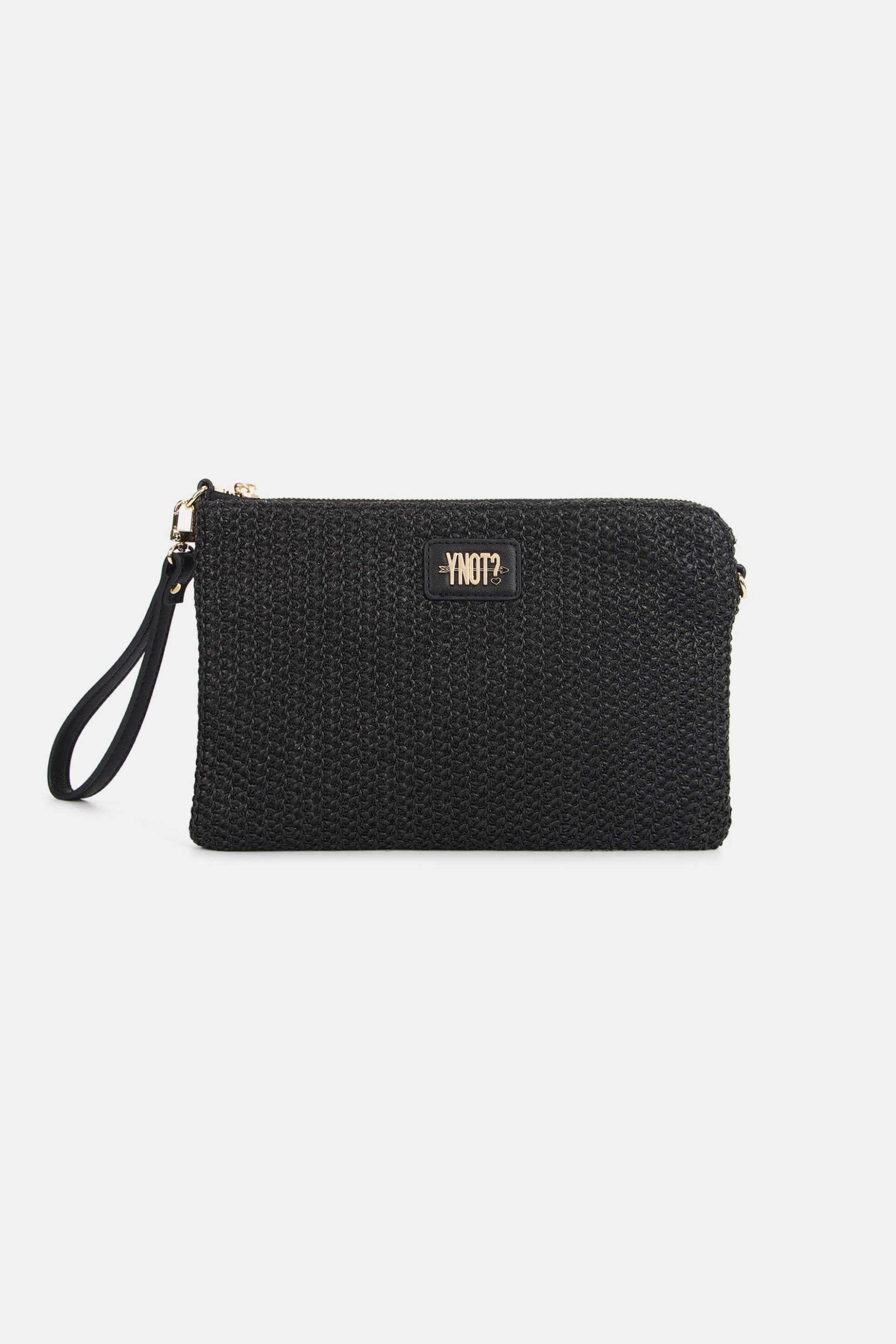 Y NOT? Ynot? γυναικεία ψάθινη τσάντα clutch "Malè M" - MAE303S6 Μαύρο
