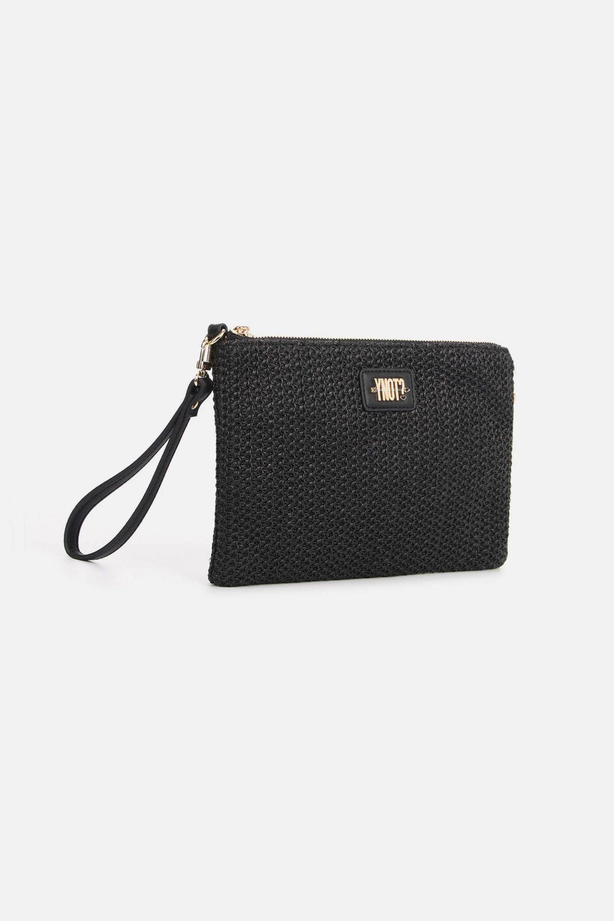 Y NOT? Ynot? γυναικεία ψάθινη τσάντα clutch "Malè M" - MAE303S6 Μαύρο - 2