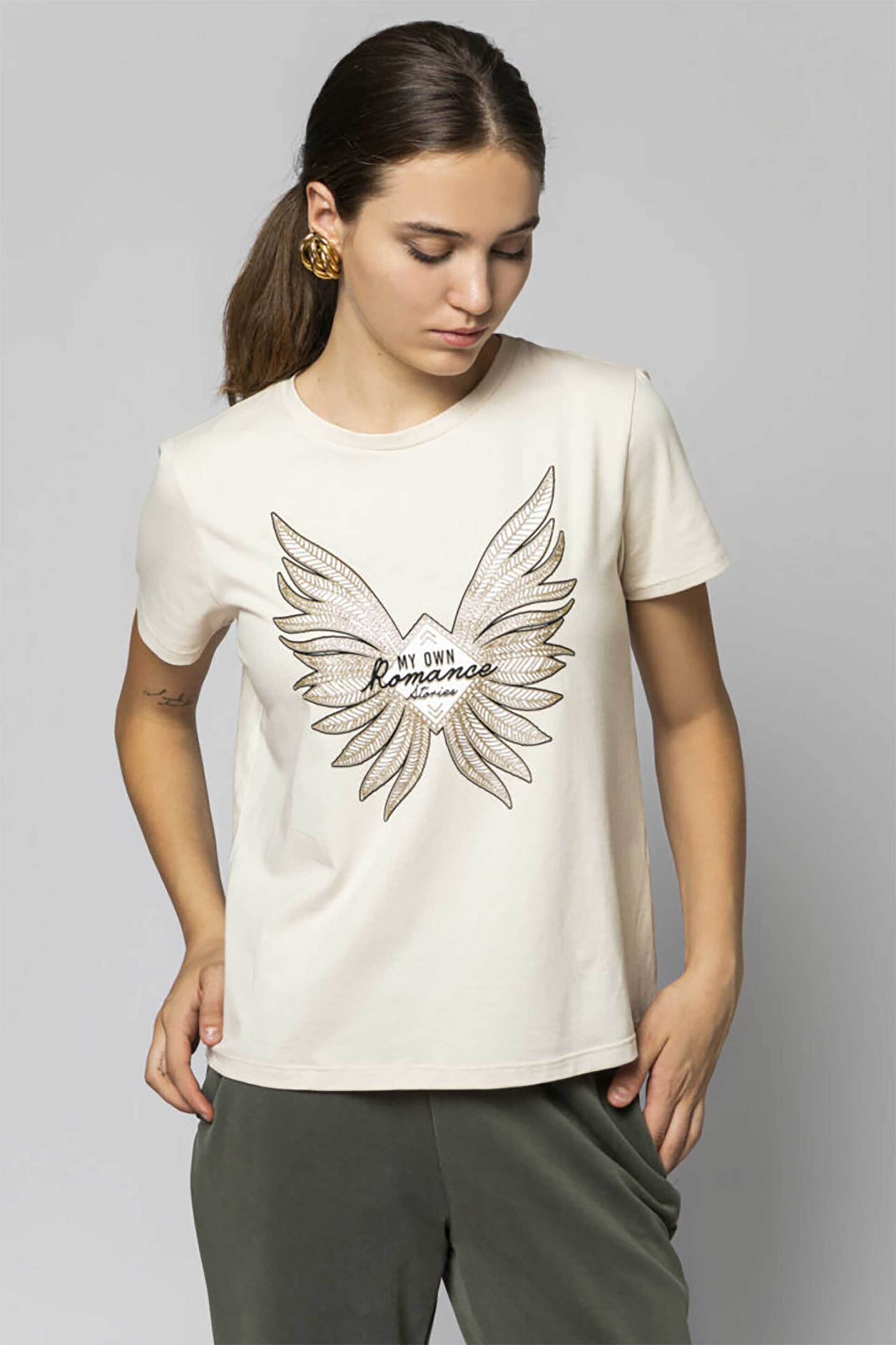 BILLY SABBADO Billy Sabbado γυναικείο T-shirt με print - 0499205814 Εκρού