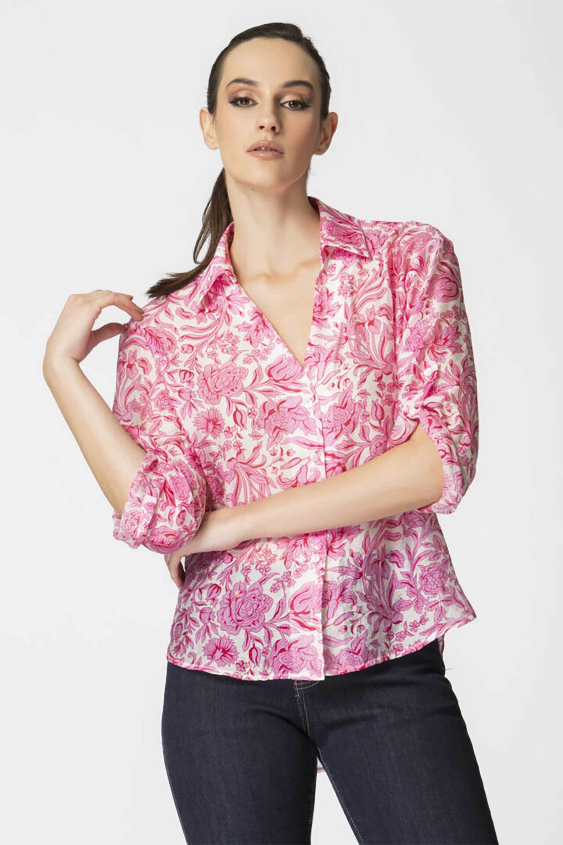 Billy Sabbado γυναικείο πουκάμισο με all-over floral print - 0599519198 Μοβ φωτογραφία