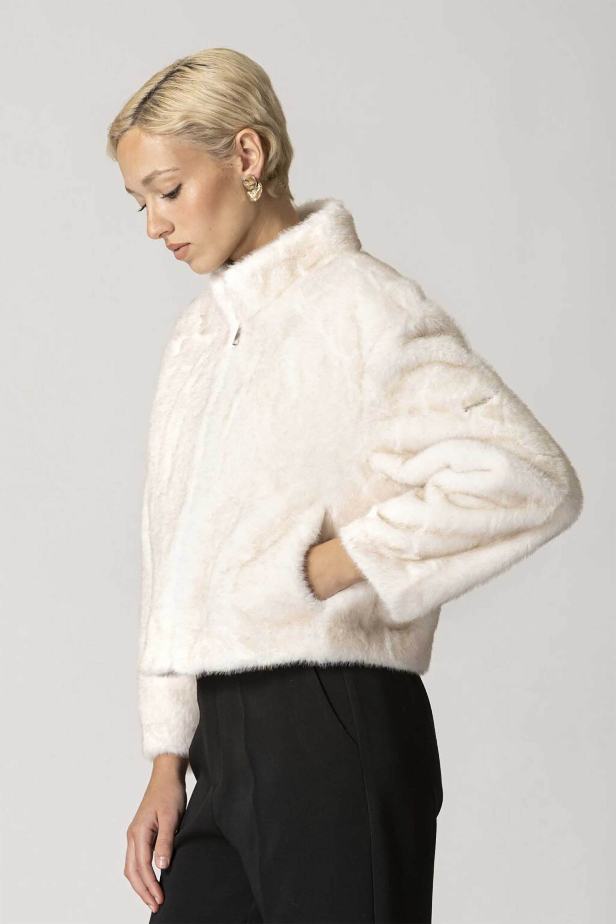 Billy Sabbado γυναικείο κοντό jacket με faux γούνα - 4925761118 Εκρού φωτογραφία