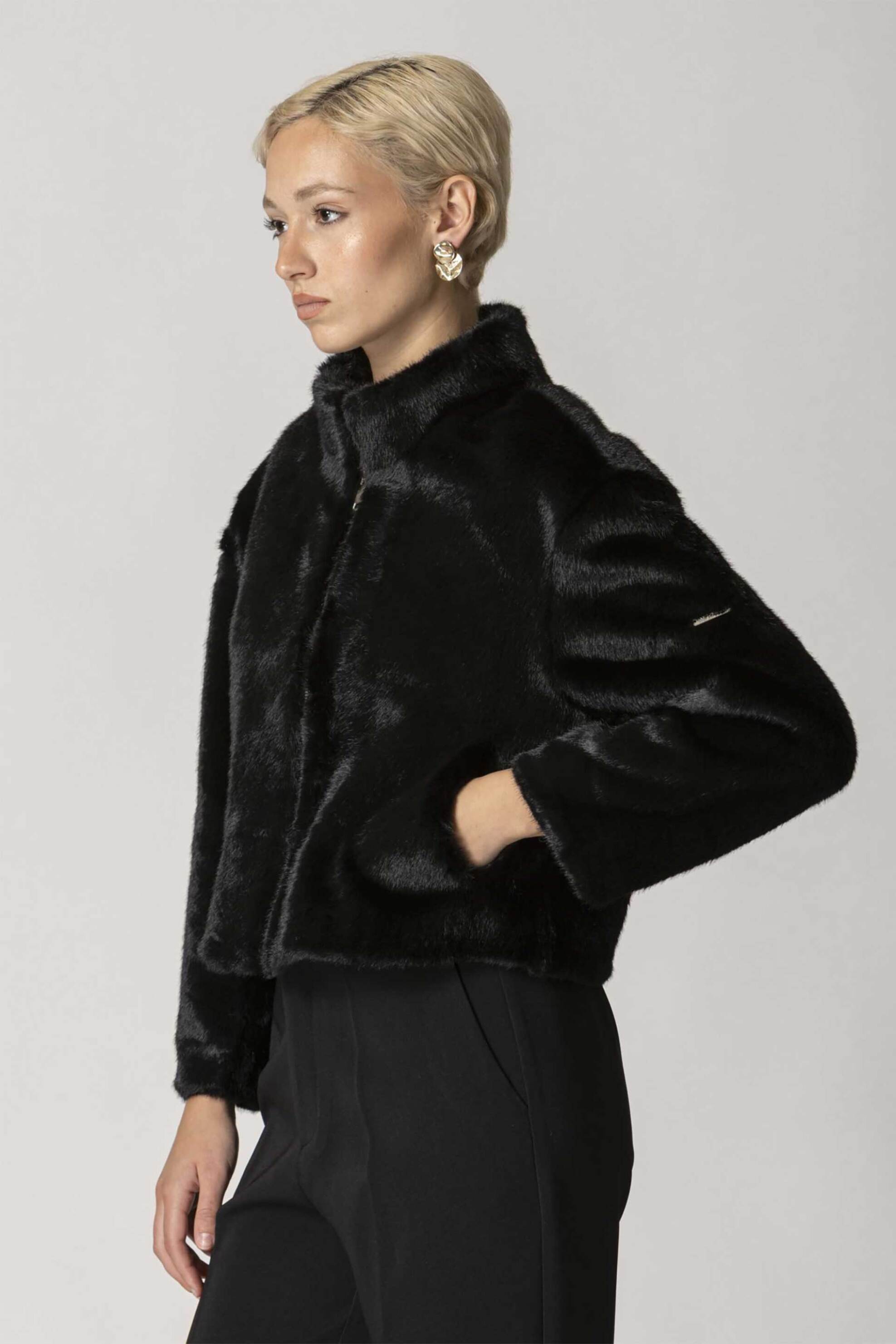 Billy Sabbado γυναικείο κοντό jacket με faux γούνα - 4925761118 Μαύρο φωτογραφία