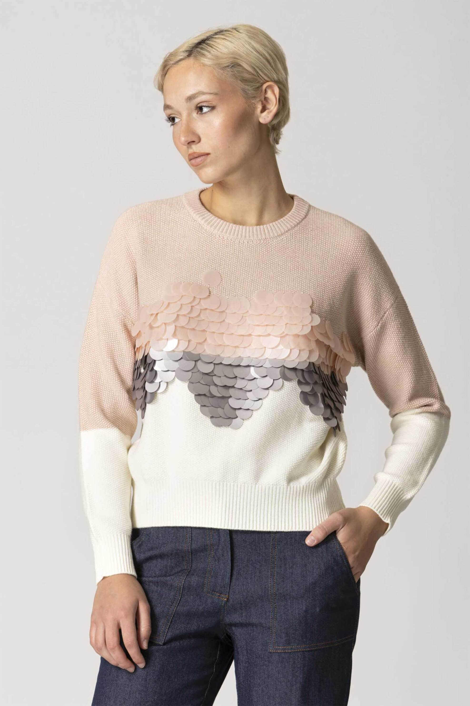 Billy Sabbado γυναικεία πλεκτή μπλούζα με παγιέτες - 4925265944 Ροζ Ανοιχτό