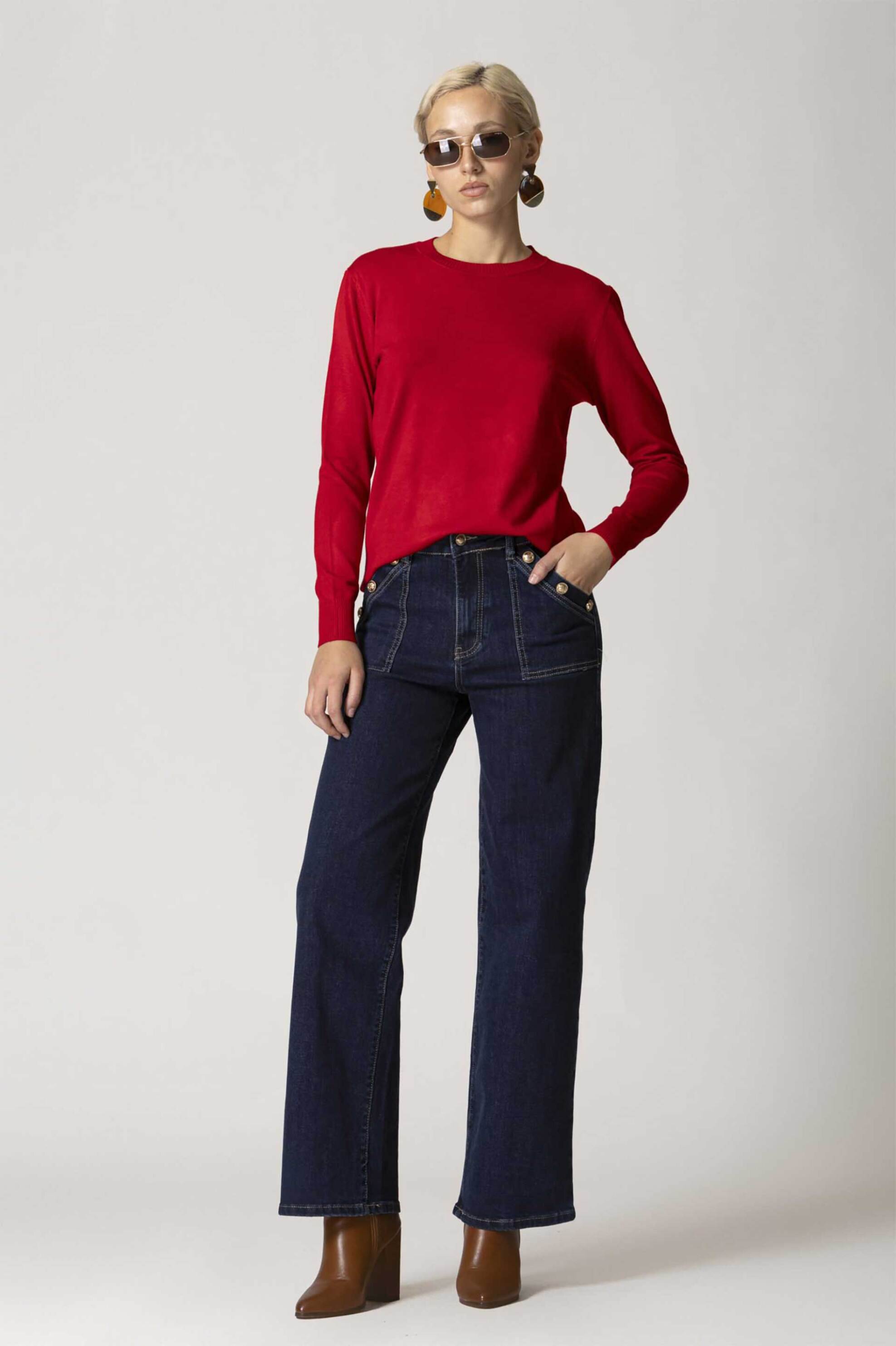 Billy Sabbado γυναικεία πλεκτή μπλούζα μονόχρωμη - 4925268099 Κόκκινο φωτογραφία