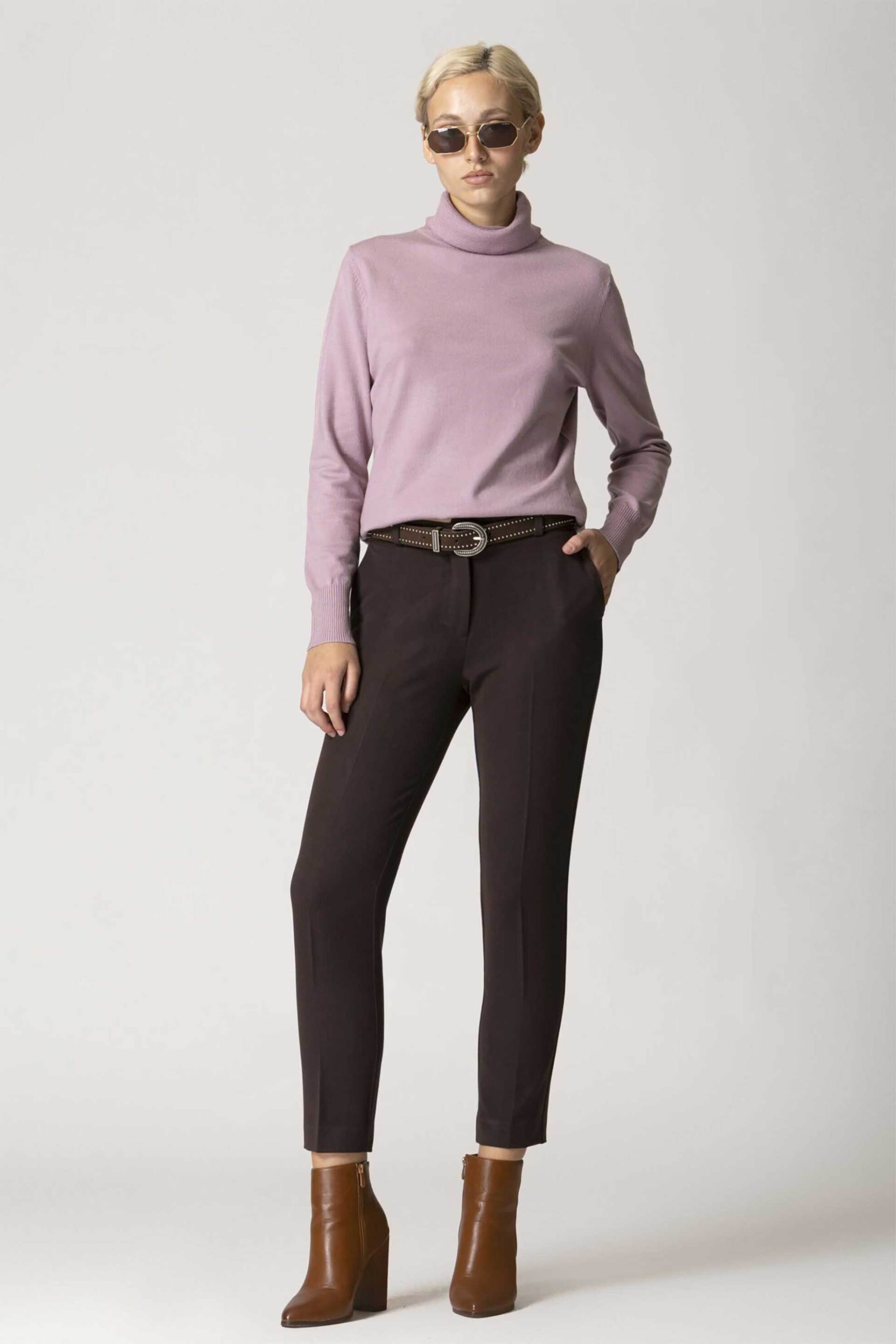 BILLY SABBADO Billy Sabbado γυναικείο cropped παντελόνι μονόχρωμο - 0699414066 Καφέ