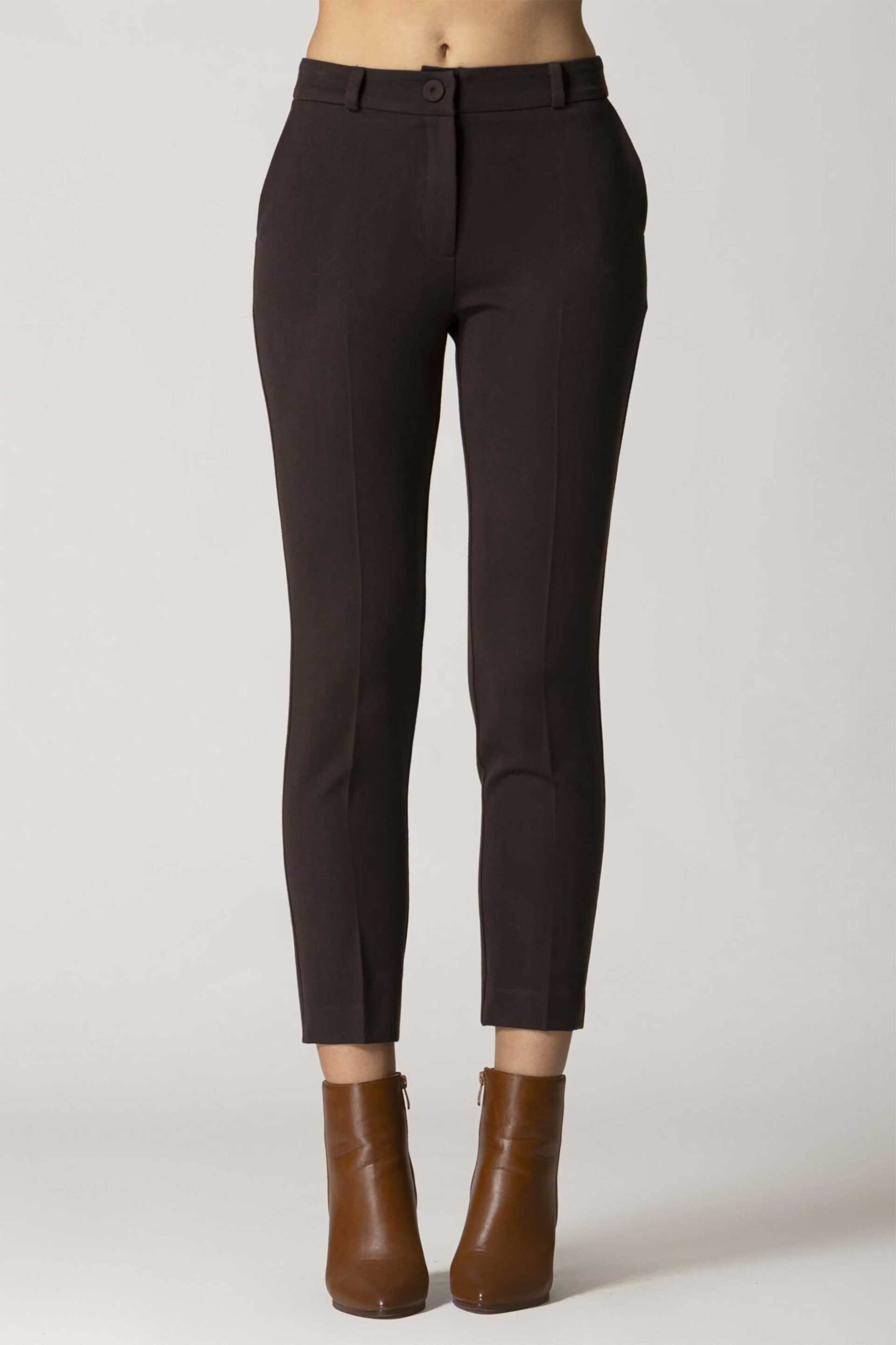 Billy Sabbado γυναικείο cropped παντελόνι μονόχρωμο - 0699414066 Καφέ φωτογραφία