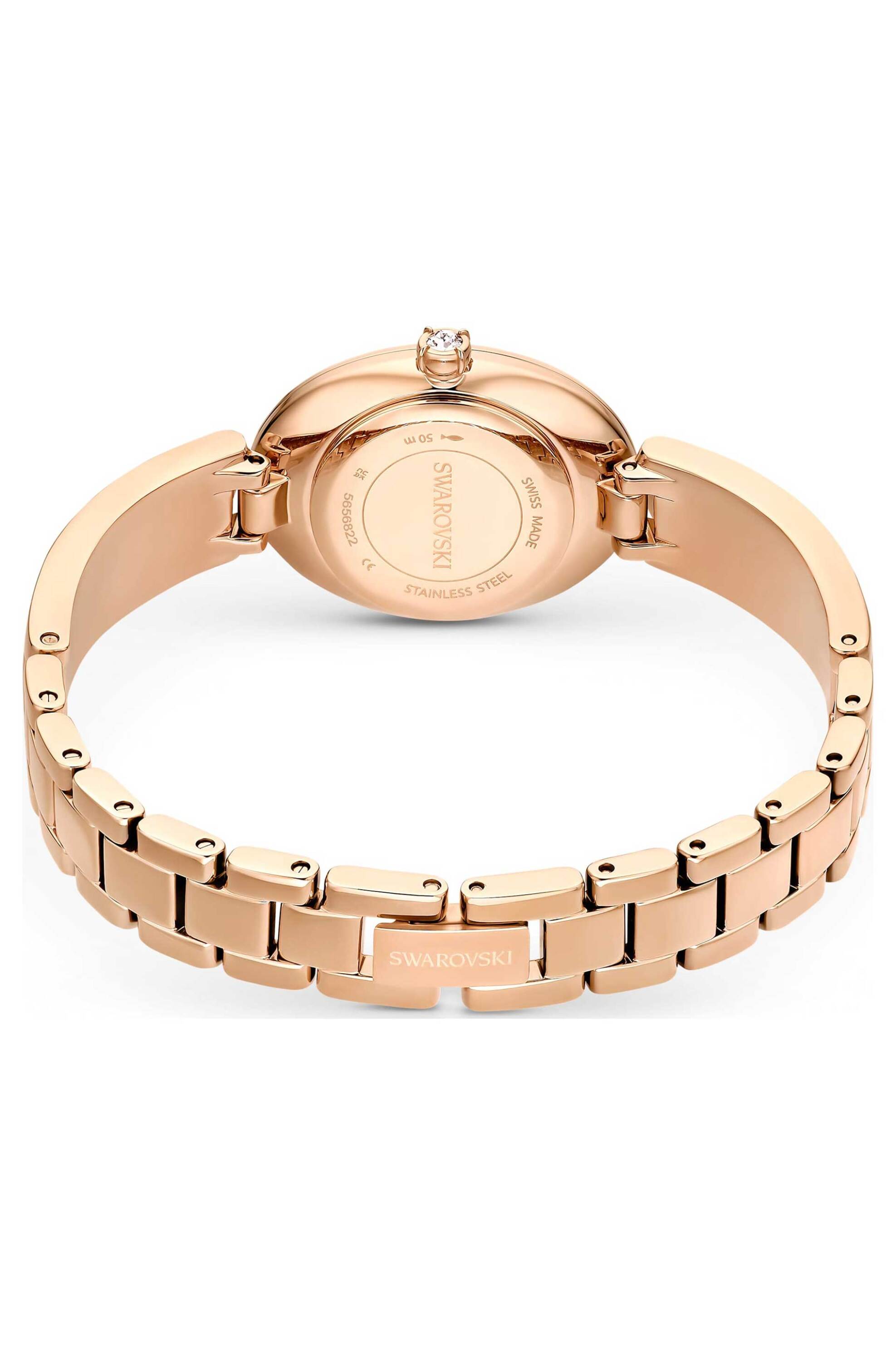 Swarovski γυναικείο ρολόι oval swiss made, κρυστάλλινο μπρασελέ, μπλε, φινίρισμα σε χρυσό σαμπανί τόνο "Crystal Rock" - 5656822 φωτογραφία