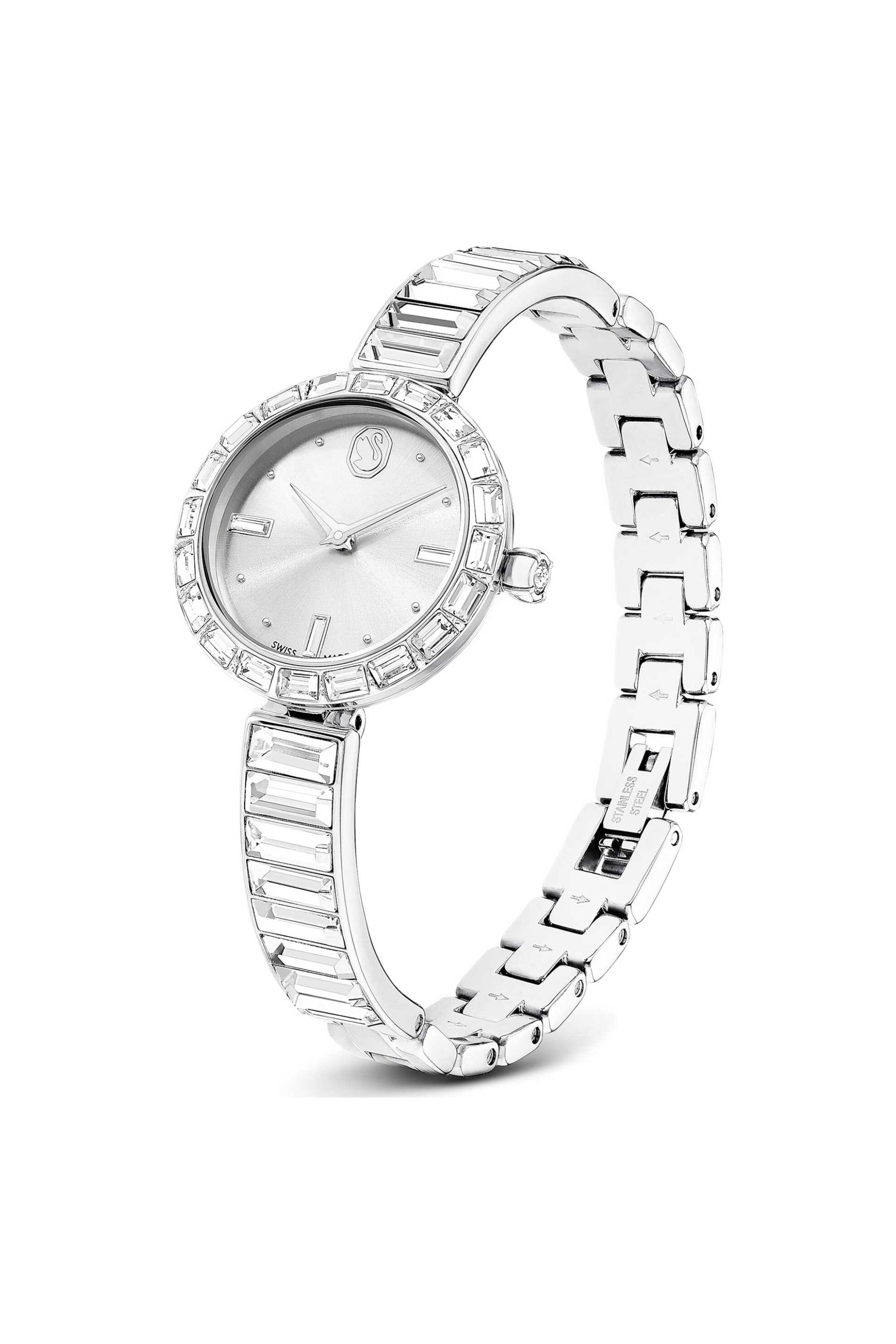 Swarovski γυναικείο ρολόι ελβετικής κατασκευής, κρυστάλλινο μπρασελέ, ασημί τόνος, ανοξείδωτο ατσάλι "Matrix Bangle" - 5677487 φωτογραφία