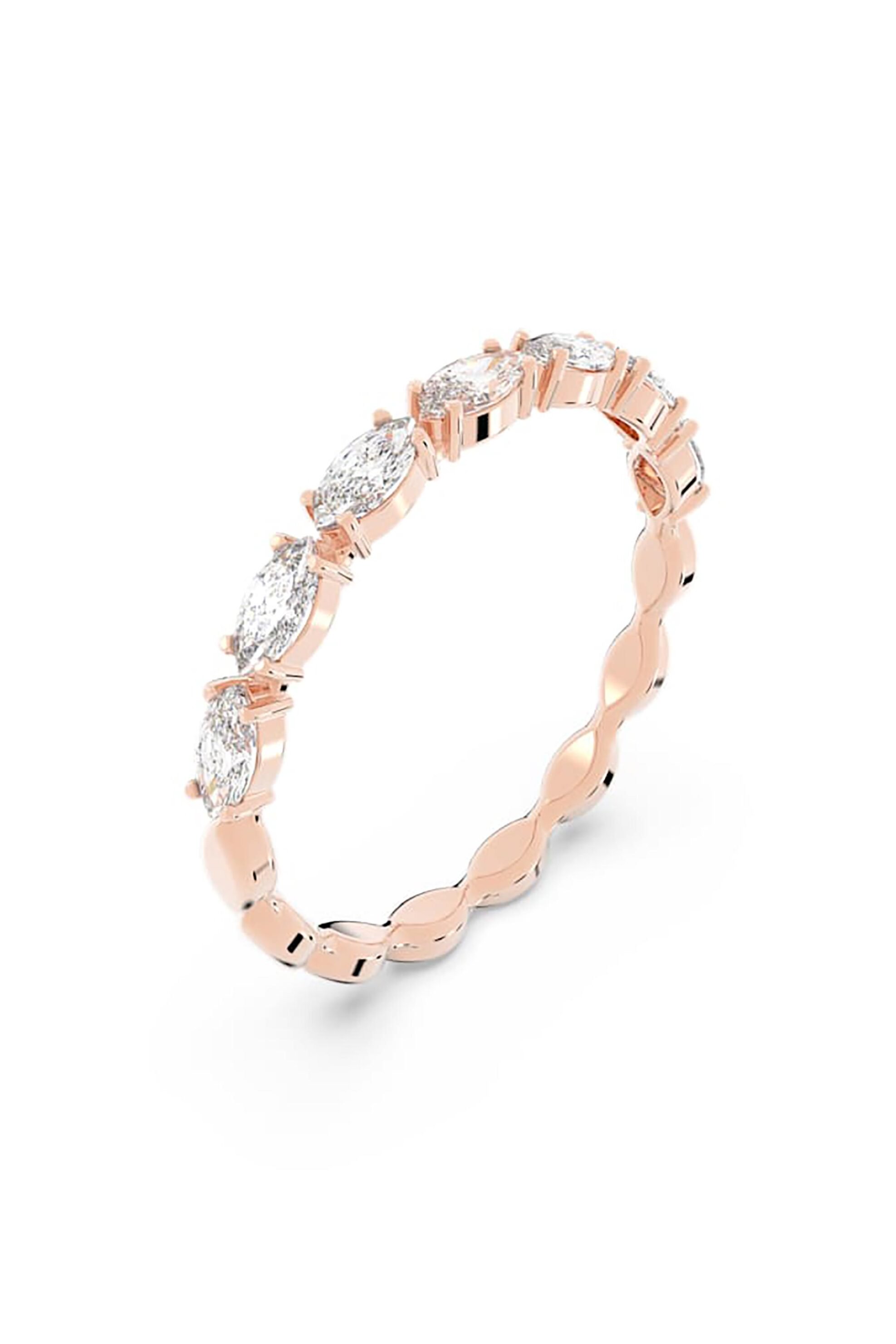 Swarovski γυναικείο δαχτυλίδι κοπή marquise, λευκό, επιμετάλλωση σε ροζ χρυσαφί τόνο "Matrix Vittore" (58) - 5366576 Ροζ
