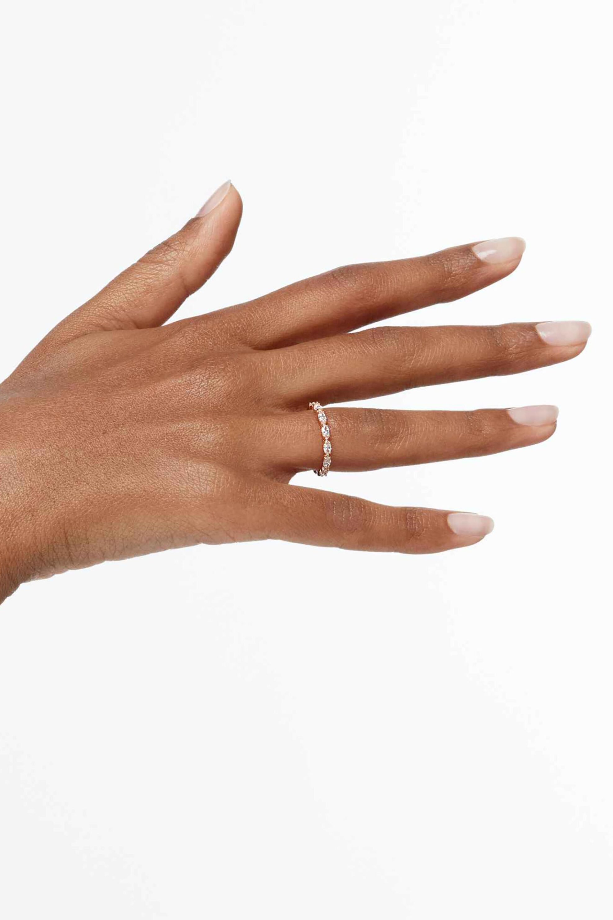 Swarovski Γυναικείο Δαχτυλίδι Κοπή Marquise Λευκό Επιμετάλλωση σε Ροζ Χρυσαφί Τόνο Matrix Vittore (58) - 5366576
