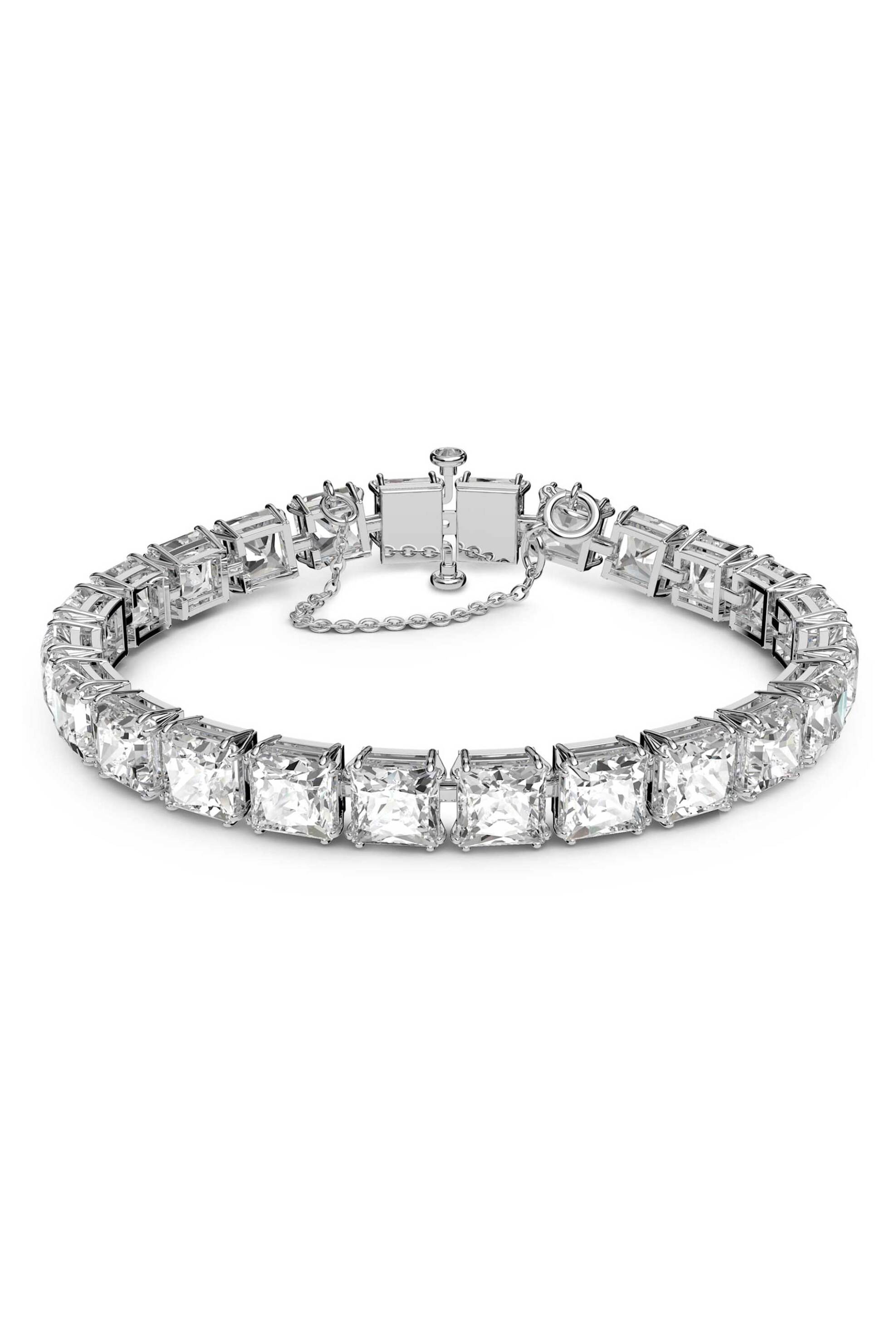 Swarovski γυναικείο βραχιόλι λευκό, επιμετάλλωση ροδίου "Tennis Matrix" - 5599202