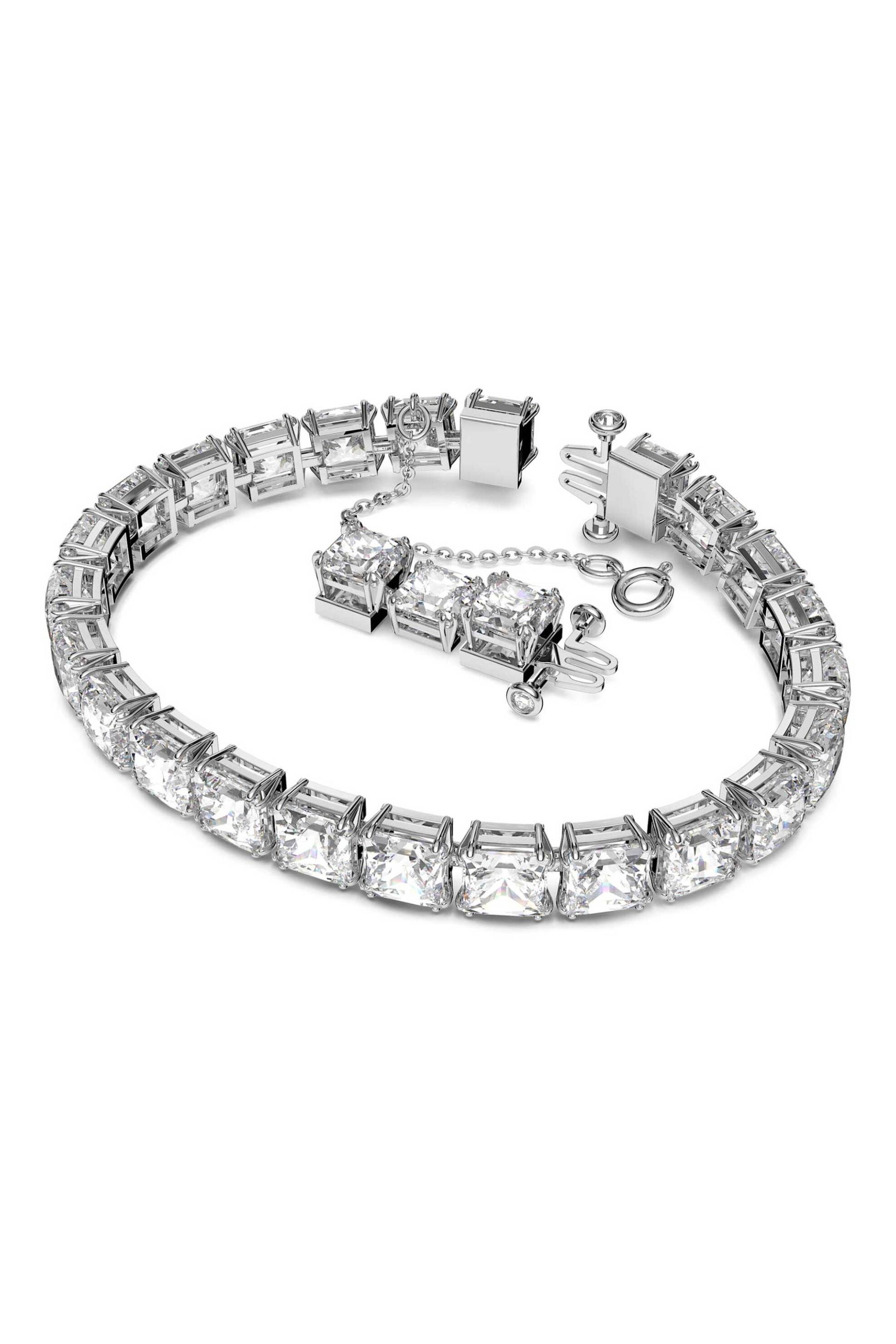 SWAROVSKI Swarovski γυναικείο βραχιόλι λευκό, επιμετάλλωση ροδίου "Tennis Matrix" - 5599202 - 2