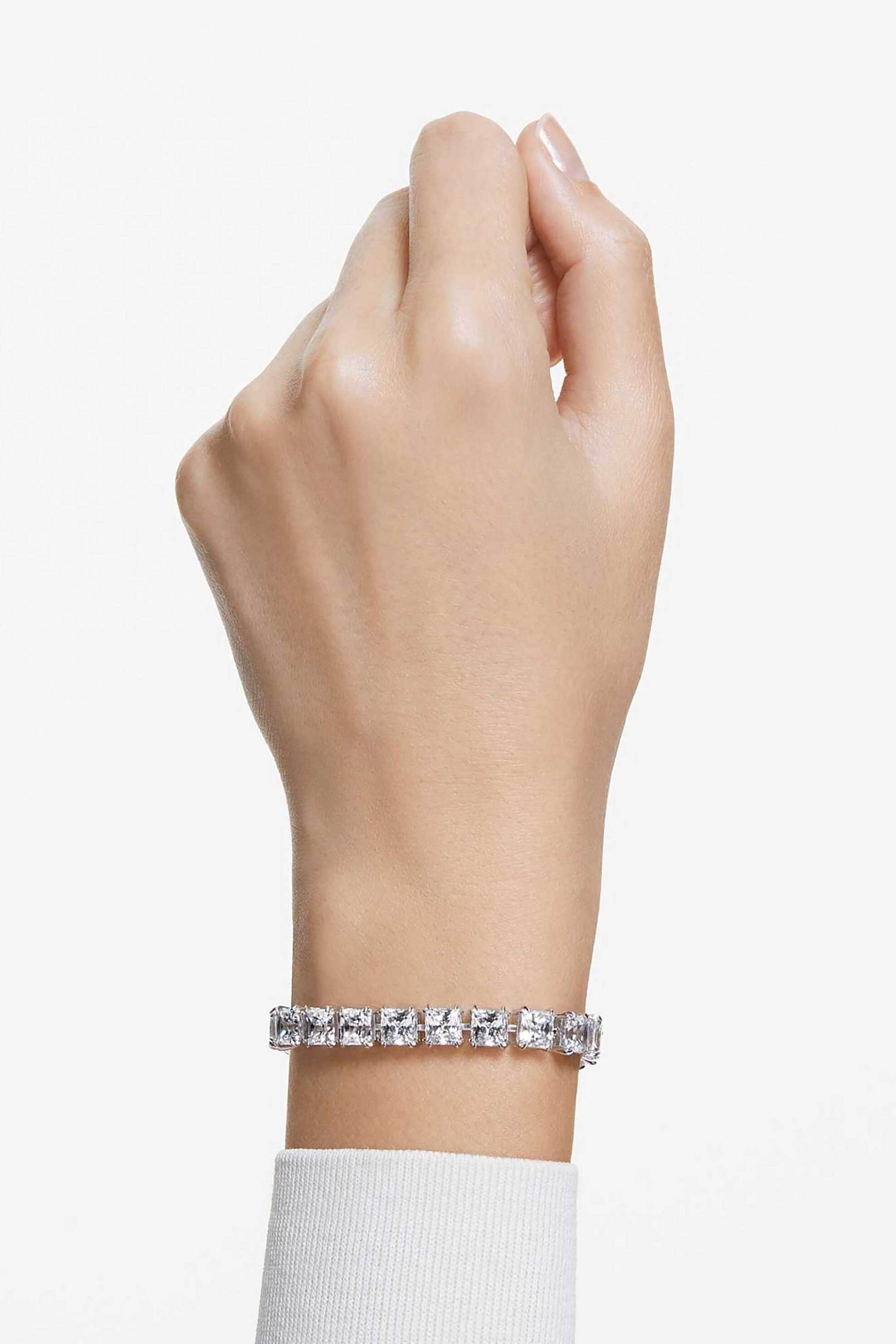 Swarovski Γυναικείο Βραχιόλι Λευκό Επιμετάλλωση Ροδίου Tennis Matrix - 5599202