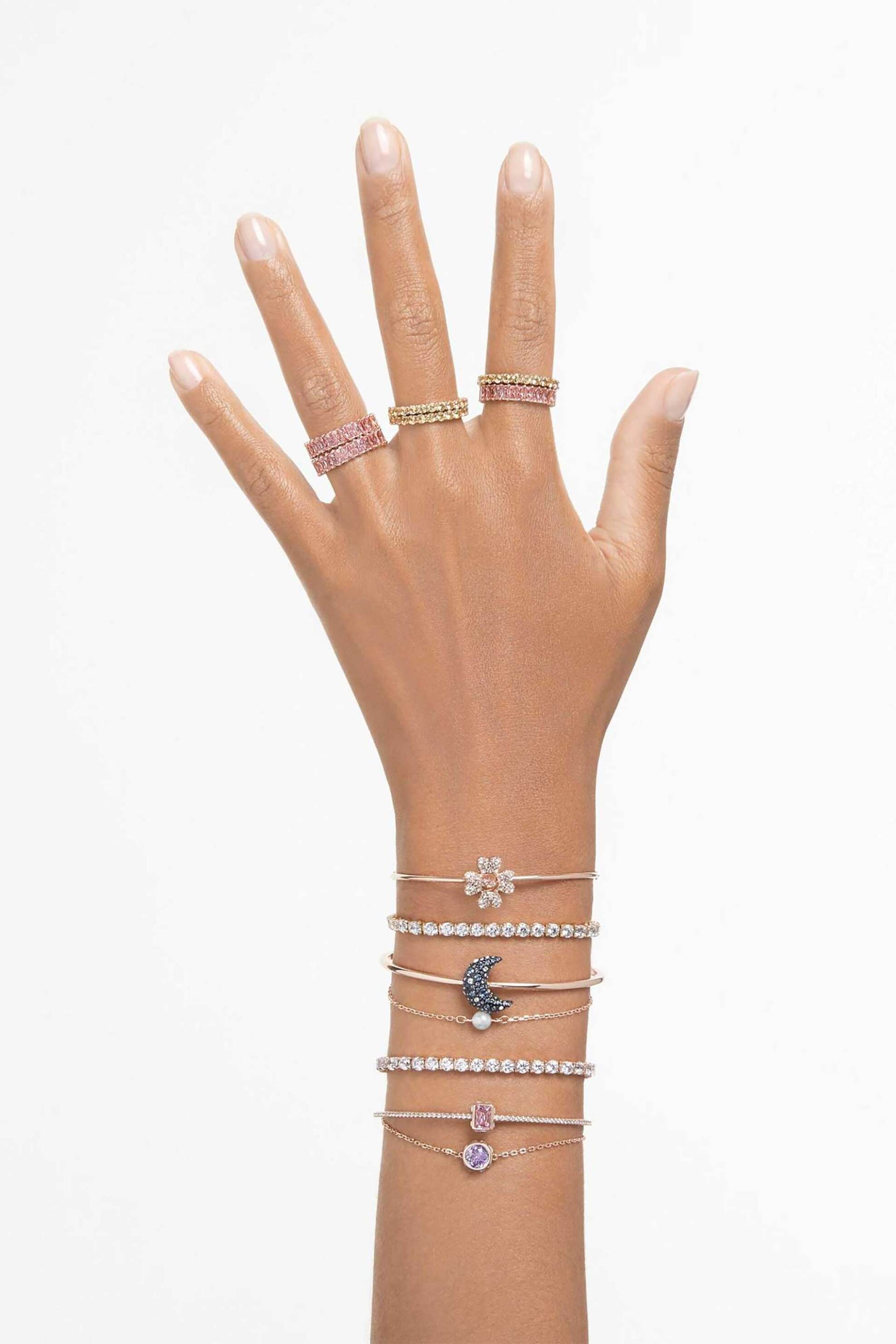Swarovski Γυναικείο Βραχιόλι Στρογγυλή Κοπή Λευκό Επιμετάλλωση σε Ροζ Χρυσαφί Τόνο Matrix Tennis - 5657659