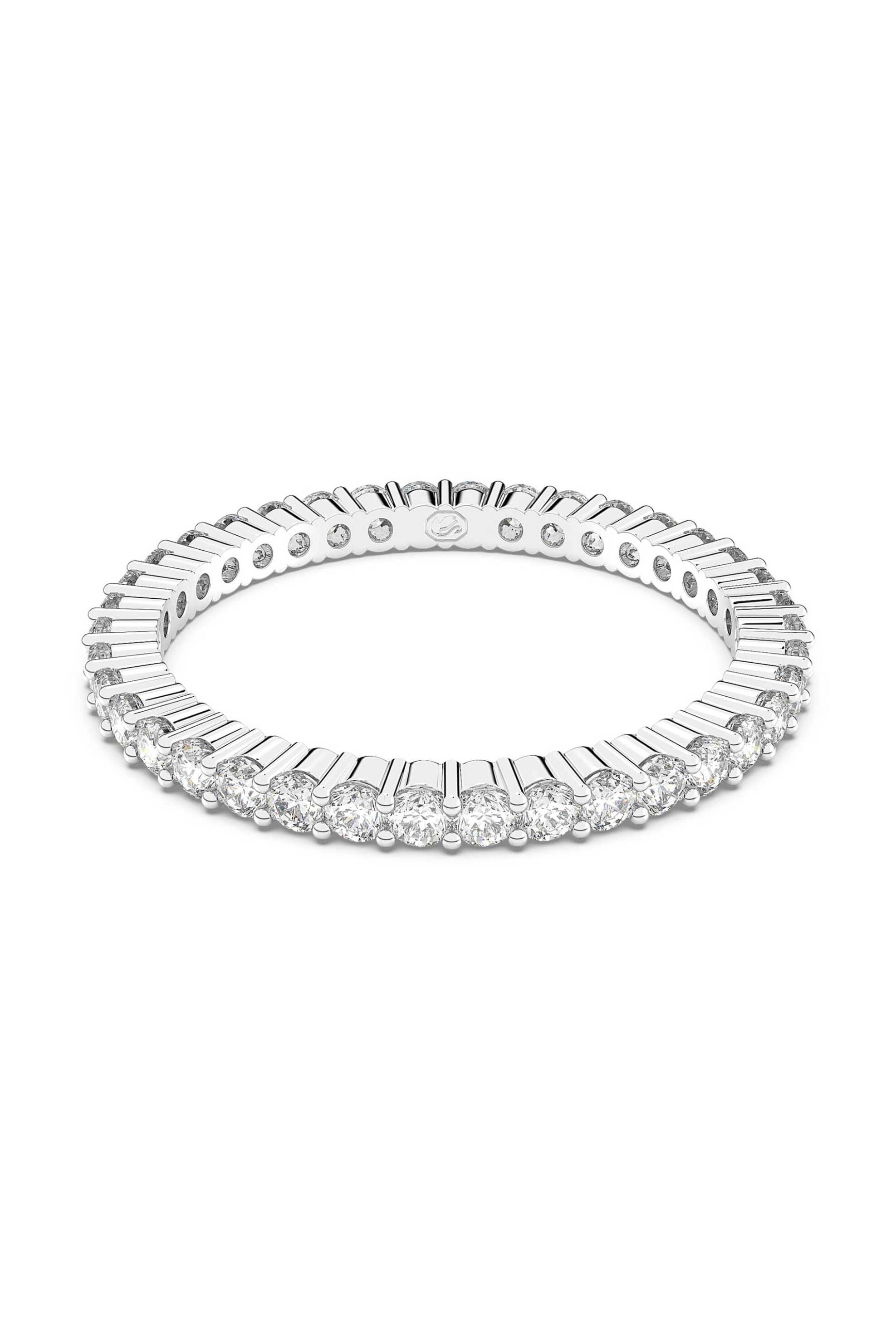 Swarovski γυναικείο δαχτυλίδι στρογγυλή κοπή, λευκό, φινίρισμα σε ασημένιο τόνο 