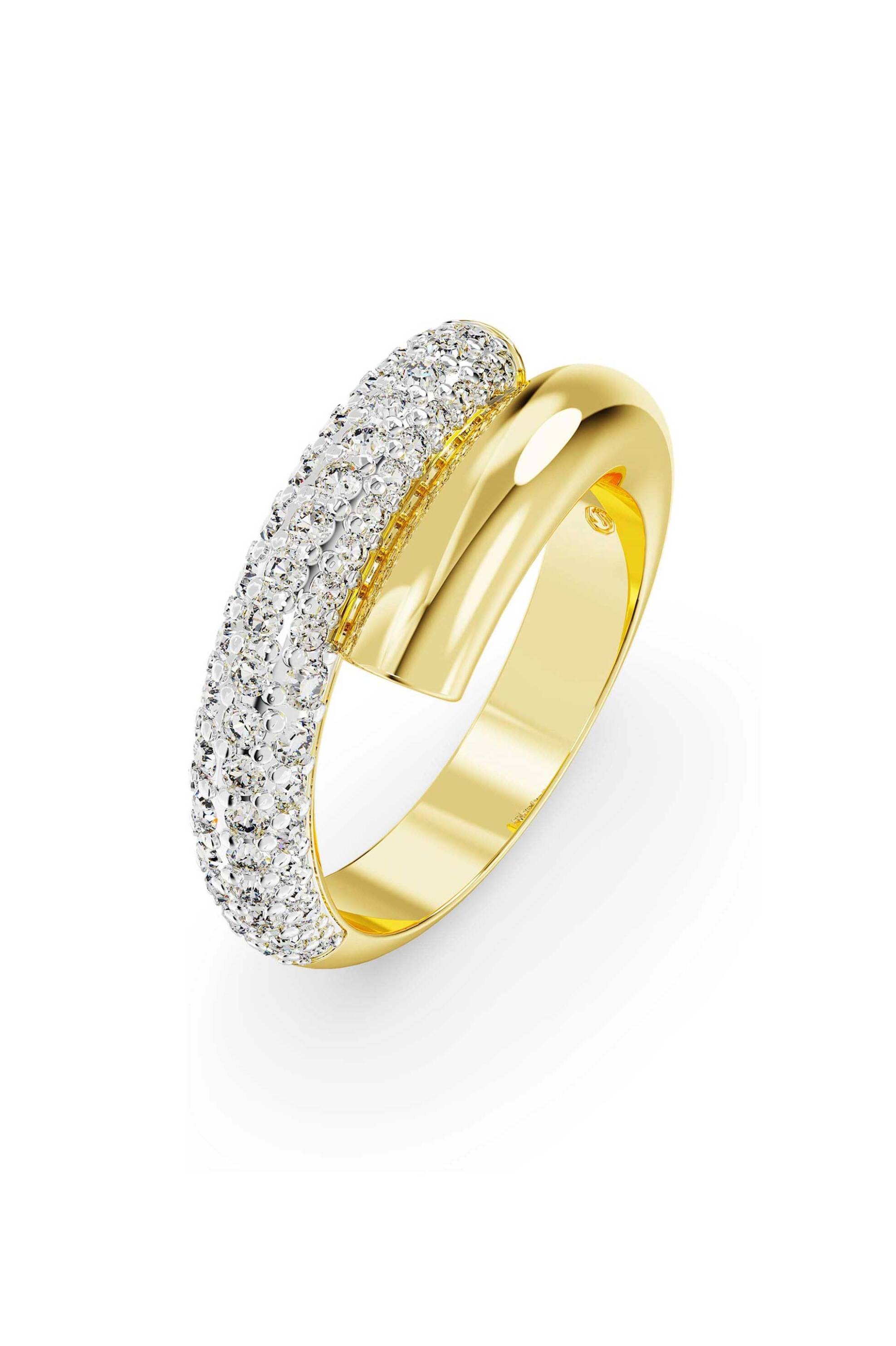 Swarovski γυναικείο δαχτυλίδι λευκό, επιμετάλλωση σε χρυσαφί τόνο "Dextera" (50) - 5668810