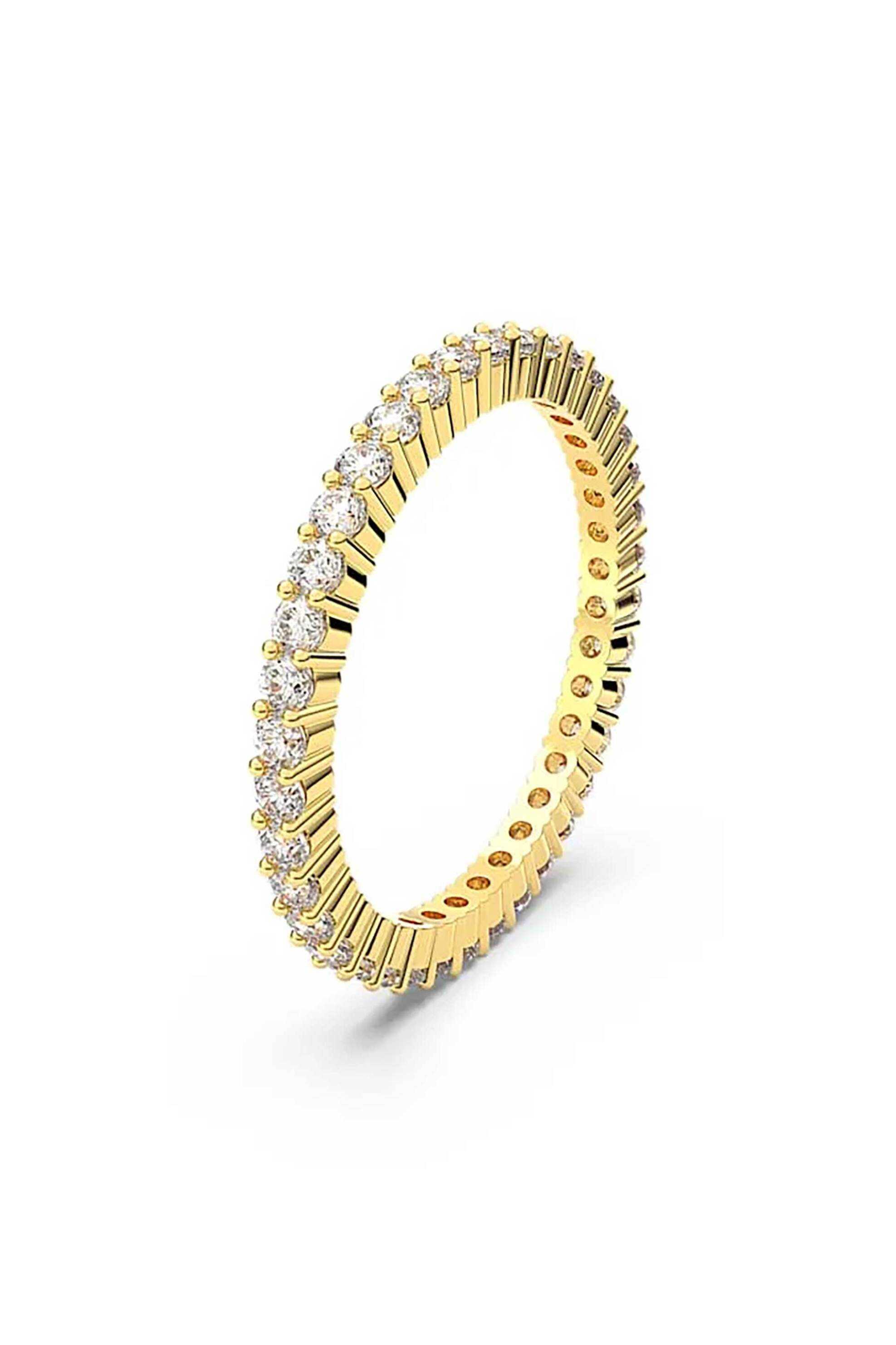 Swarovski γυναικείο δαχτυλίδι στρογγυλή κοπή, λευκό, φινίρισμα σε χρυσό τόνο "Matrix Vittore" (58) - 5656295