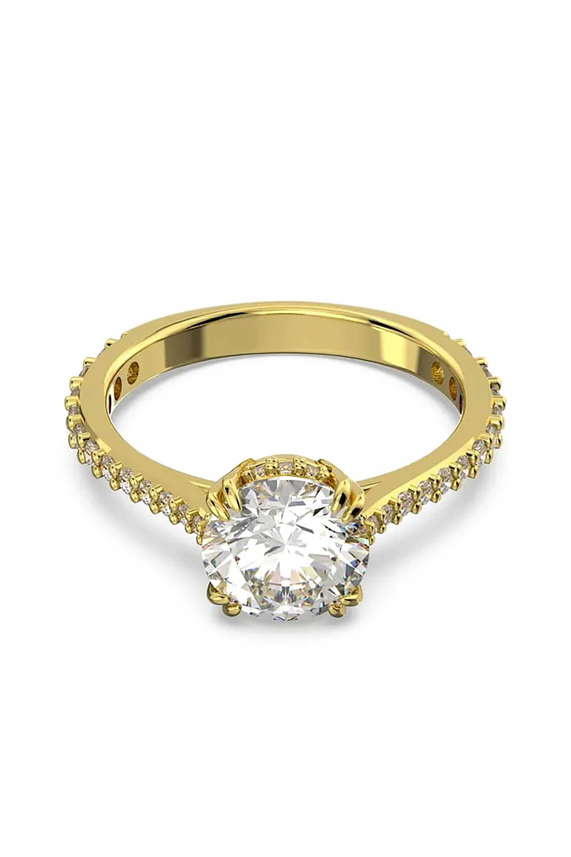 Swarovski γυναικείο δαχτυλίδι κοκτέιλ στρογγυλή κοπή, pavé, λευκό, επιμετάλλωση ροδίου "Stilla" (50) - 5642619 φωτογραφία