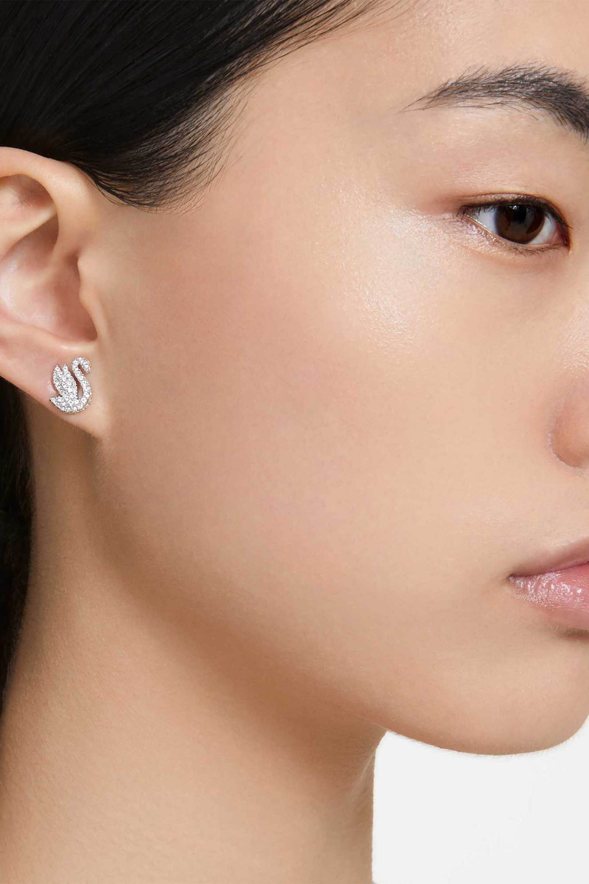 Swarovski Γυναικεία Σκουλαρίκια με Καραφάκι Κύκνος Λευκά Επιμετάλλωση Ροδίου Swan - 5647873