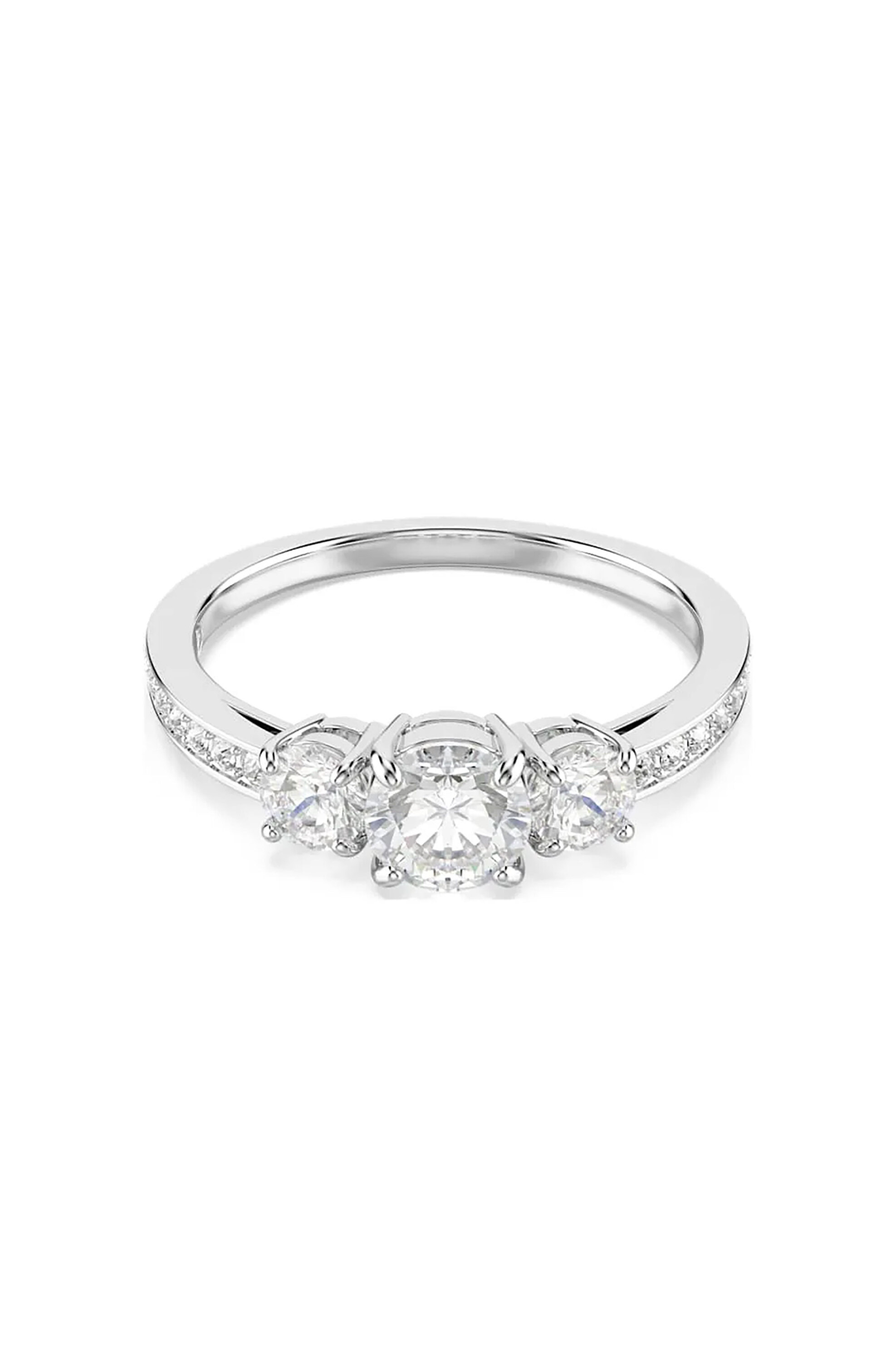 Swarovski γυναικείο δαχτυλίδι, στρογγυλή κοπή, λευκό, φινίρισμα σε ασημένιο τόνο 