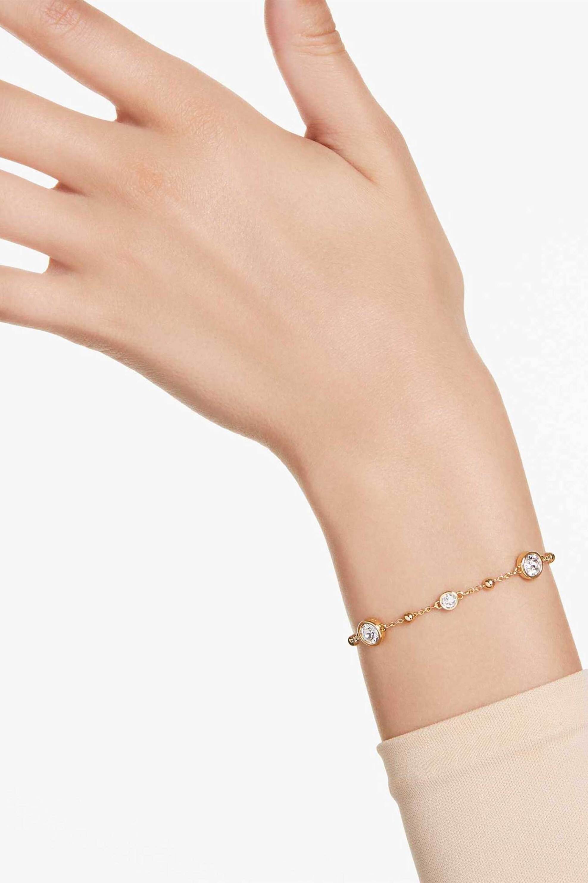 Swarovski Γυναικείο Βραχιόλι Στρογγυλή Κοπή Σχέδιο Scattered Λευκό Επιμετάλλωση σε Χρυσαφί Τόνο Imber - 5680094