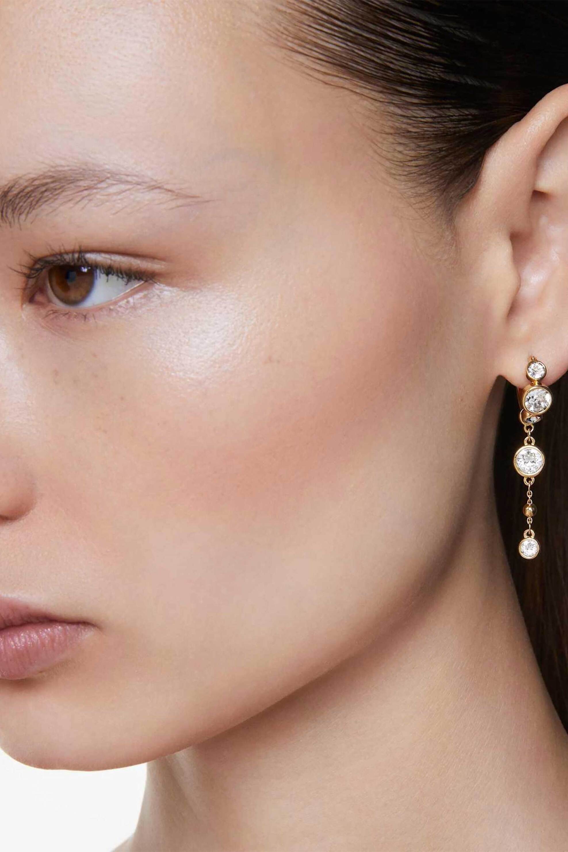 Swarovski Γυναικεία Σκουλαρίκια-Σταγόνα Στρογγυλή Κοπή Λευκά Φινίρισμα από Διάφορα Μέταλλα Imber - 5680097