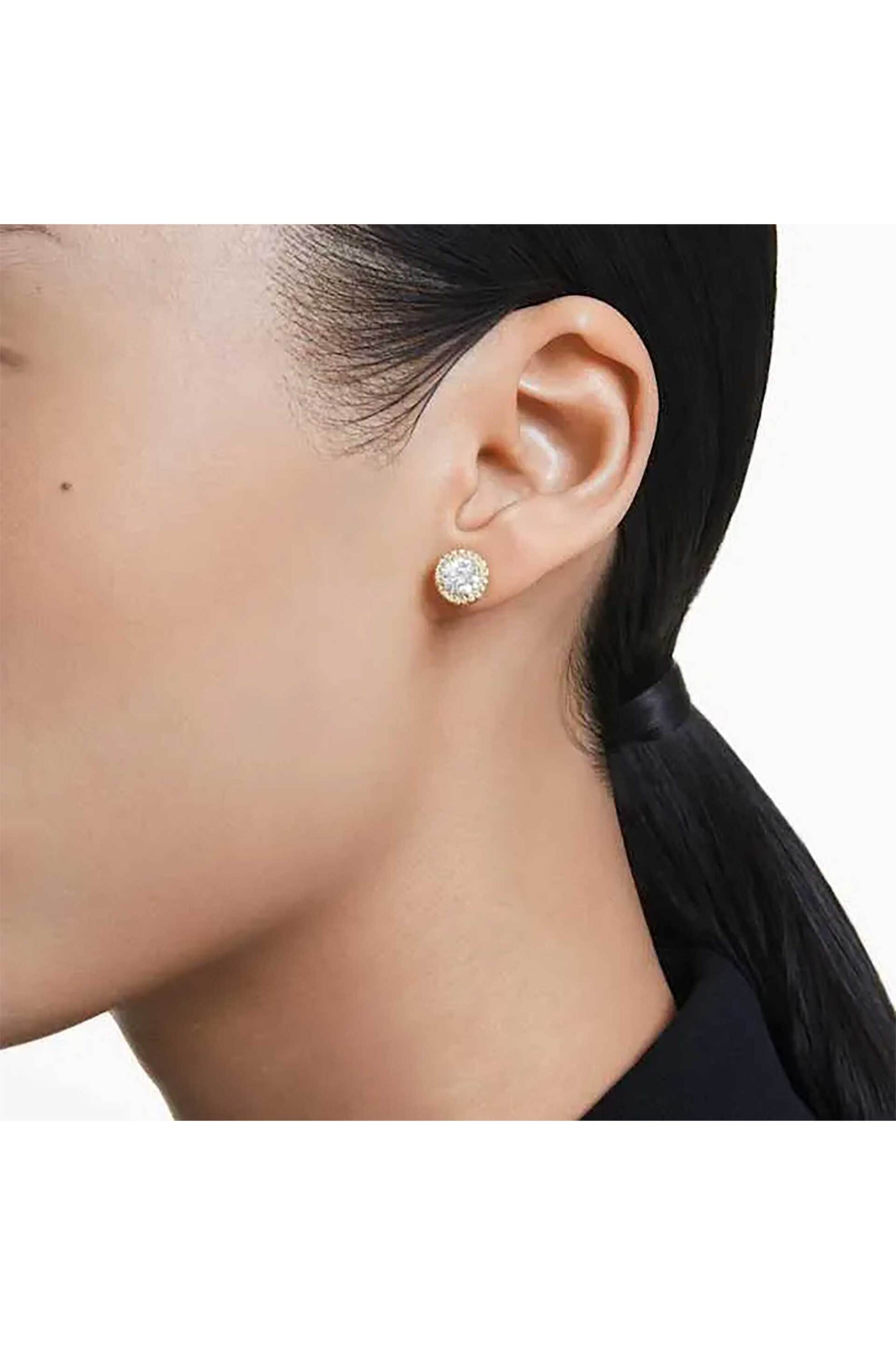 Swarovski γυναικεία σκουλαρίκια με καραφάκι, στρογγυλή κοπή, χρυσαφί τόνος, επιμετάλλωση με χρυσαφί τόνο "Una Angelic" - 5686637 φωτογραφία