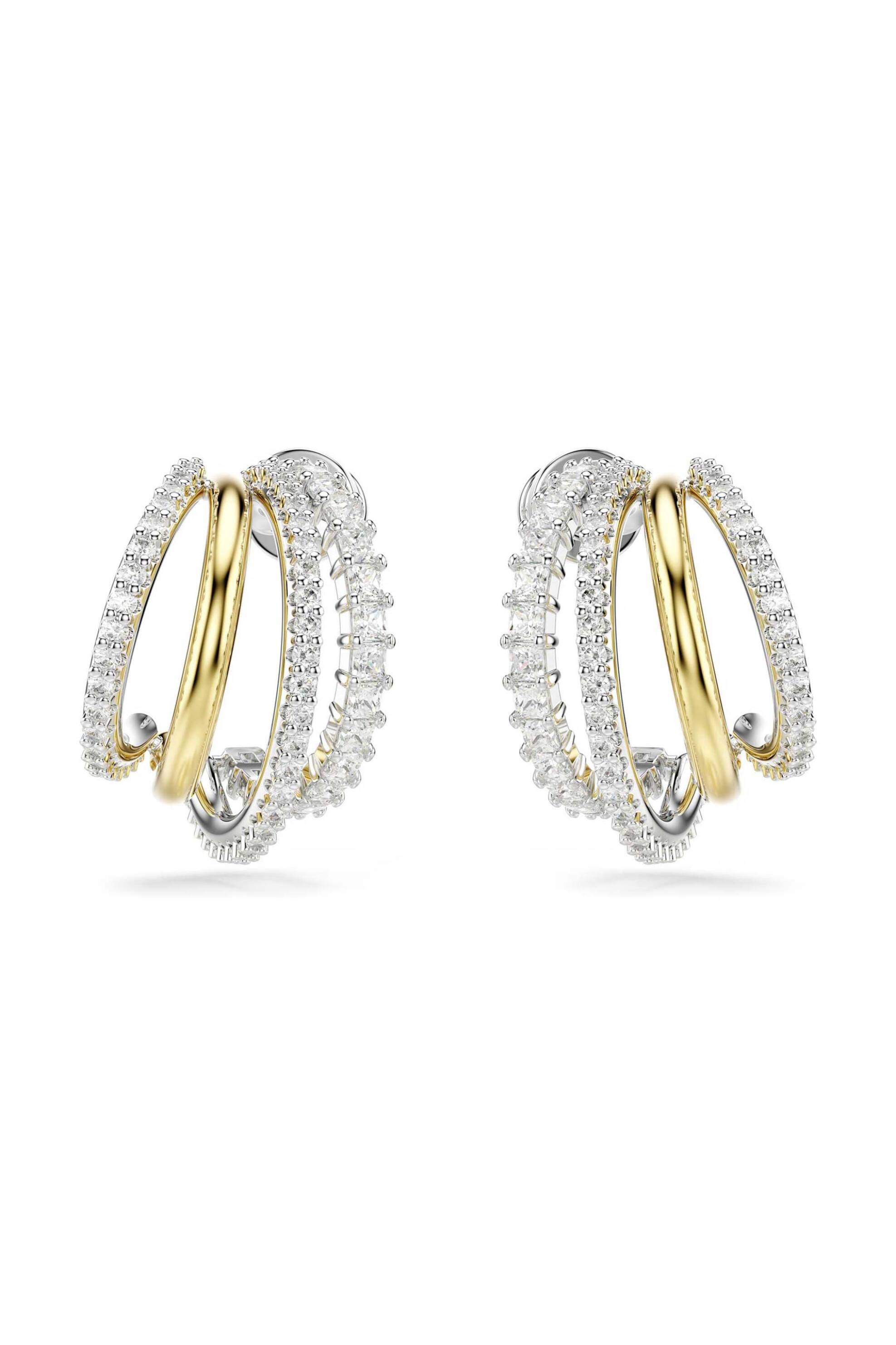Swarovski γυναικείοι κρίκοι μίξη κοπών, μίνι, λευκά, φινίρισμα από διάφορα μέταλλα "Hyperbola" - 5689718