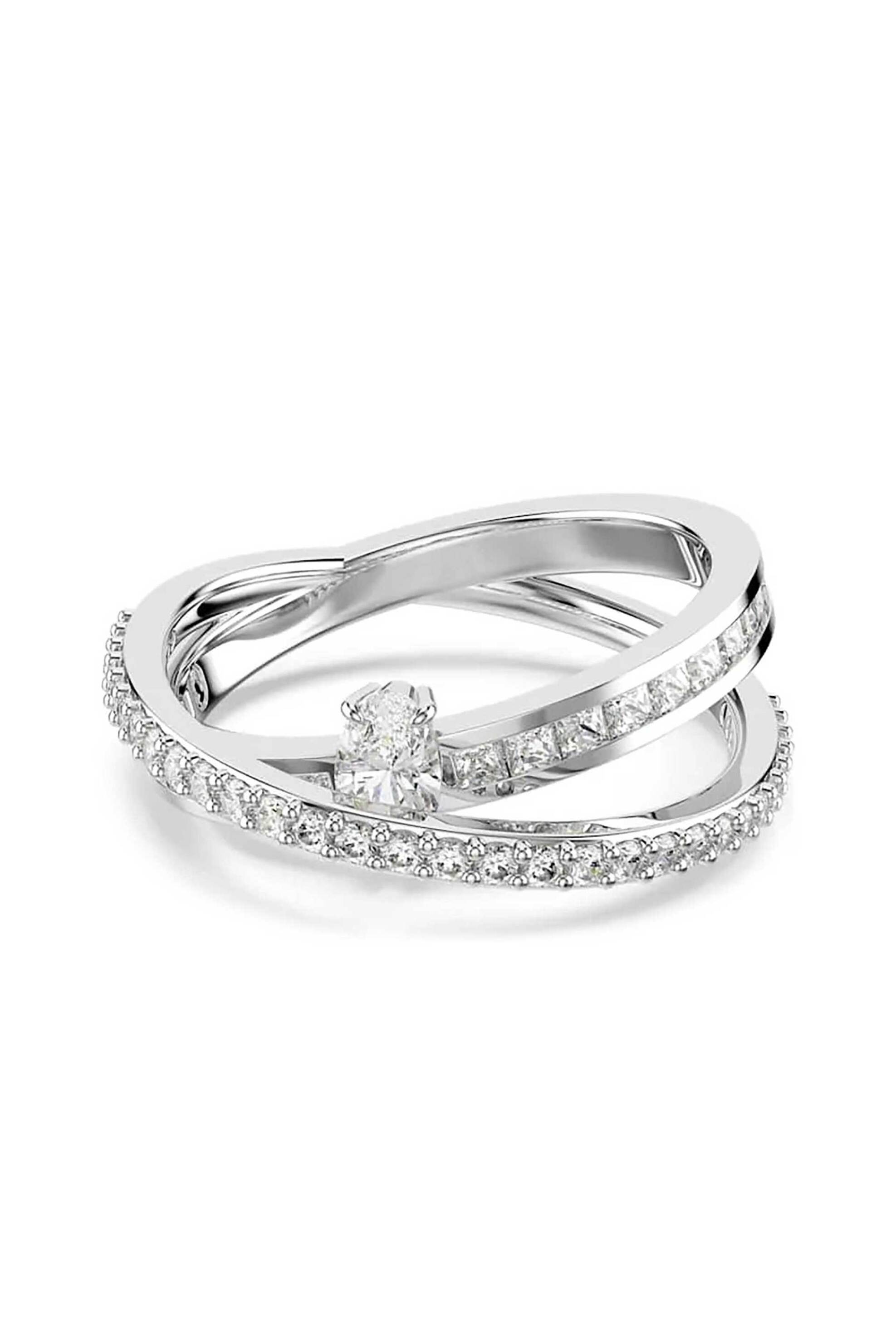 Swarovski γυναικείο δαχτυλίδι, μείξη κοπών, λευκό, επιμετάλλωση ροδίου 