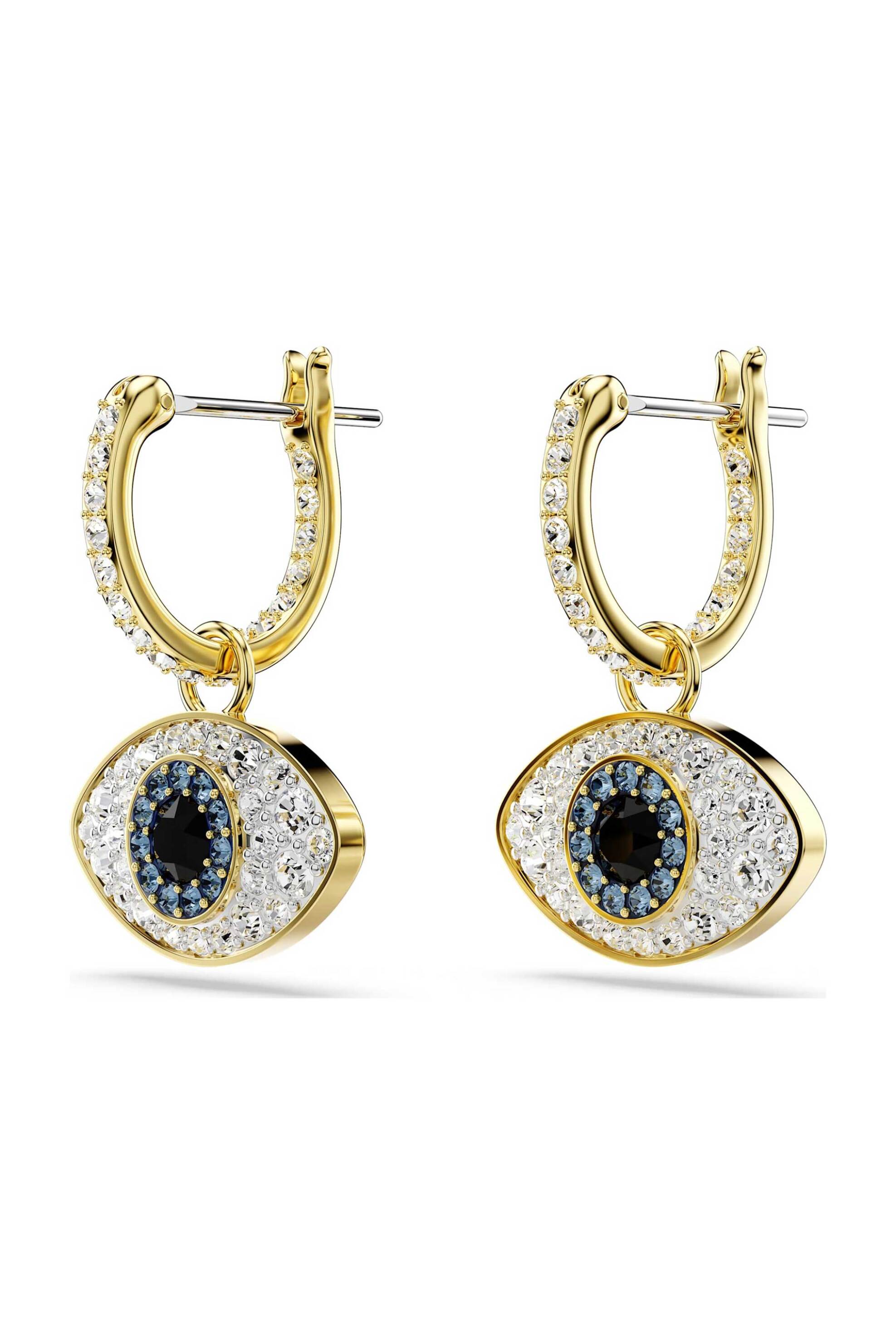 SWAROVSKI Swarovski γυναικεία σκουλαρίκια-σταγόνα μάτι, μπλε, επιμετάλλωση σε χρυσαφί τόνο "Symbolica" - 5692163 - 2