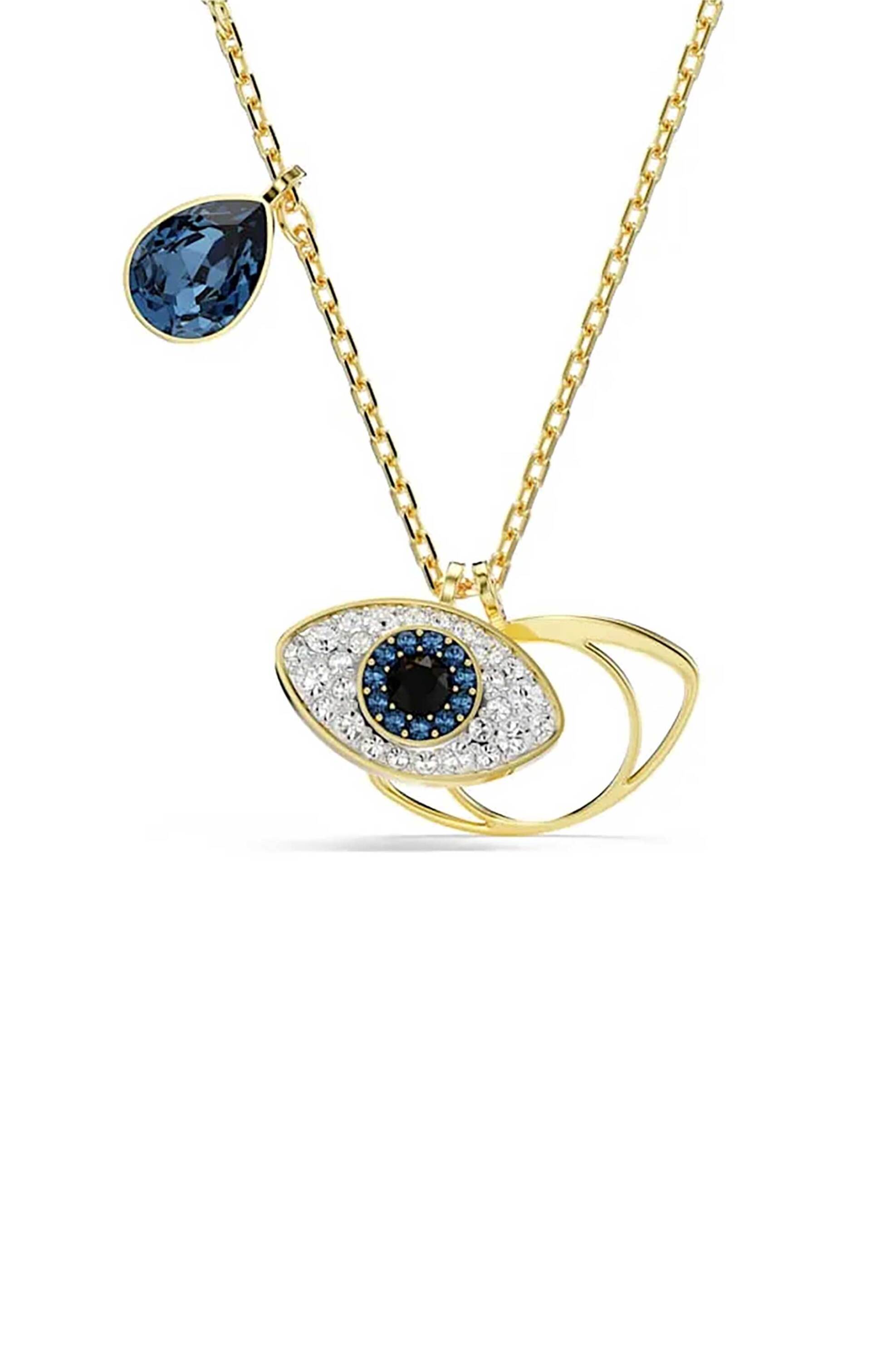 Swarovski γυναικείο μενταγιόν, μάτι, μπλε, επιμετάλλωση σε χρυσαφί τόνο 