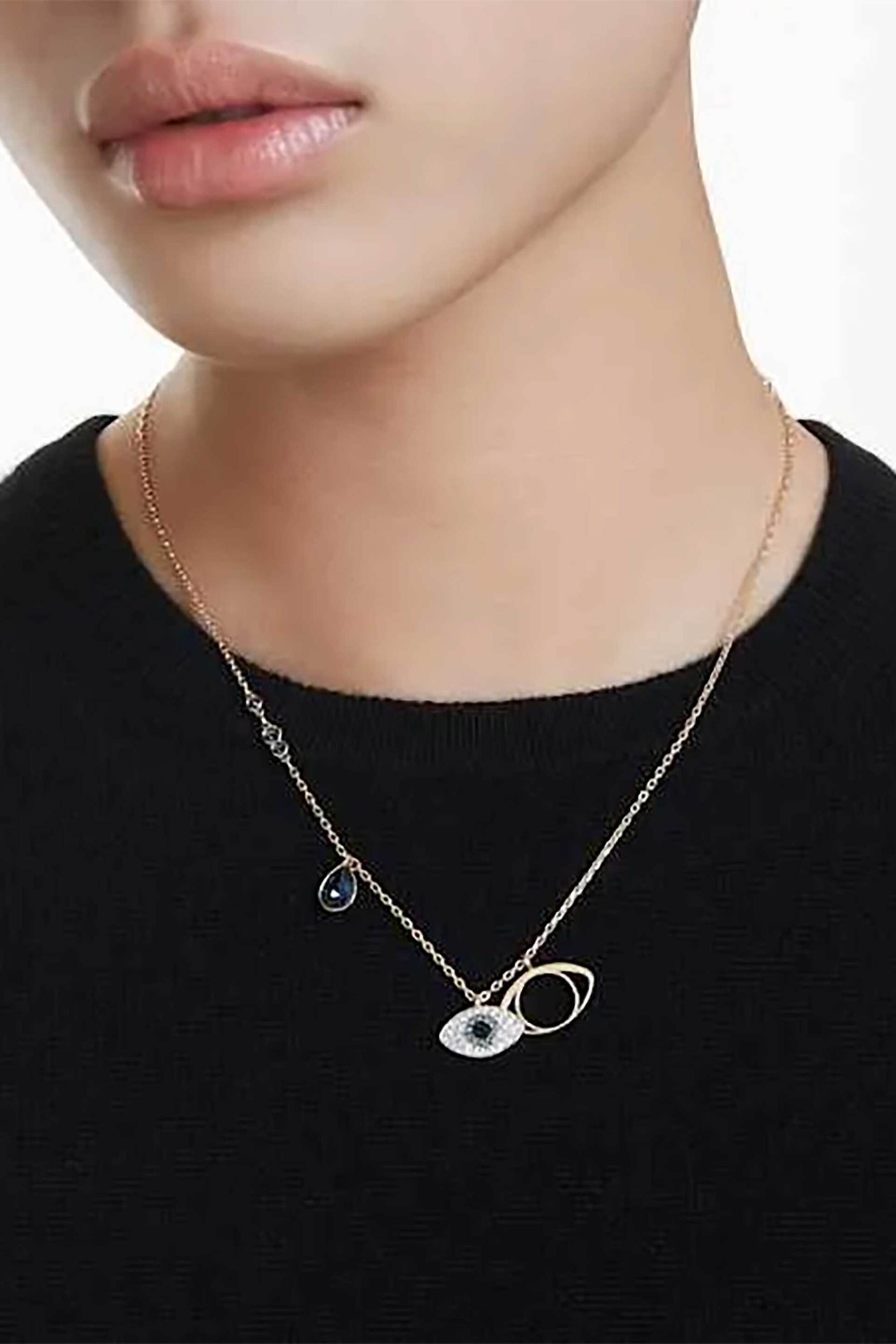 Swarovski Γυναικείο Μενταγιόν Μάτι Μπλε Επιμετάλλωση σε Χρυσαφί Τόνο Symbolica - 5692178