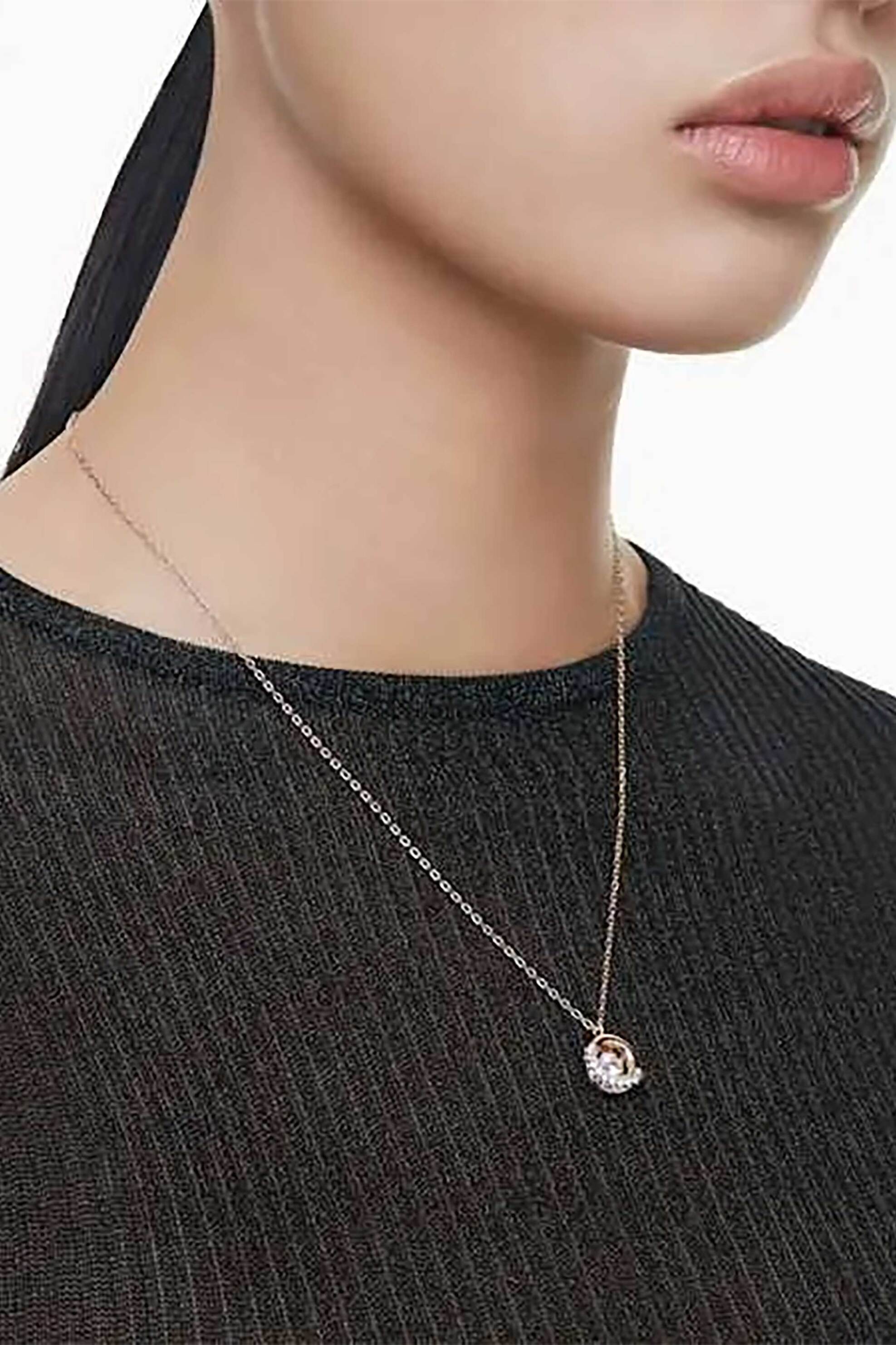 Swarovski γυναικείο μενταγιόν, στρογγυλή κοπή, λευκό, επιμετάλλωση σε ροζ χρυσαφί τόνο "Dextera" - 5692257 φωτογραφία